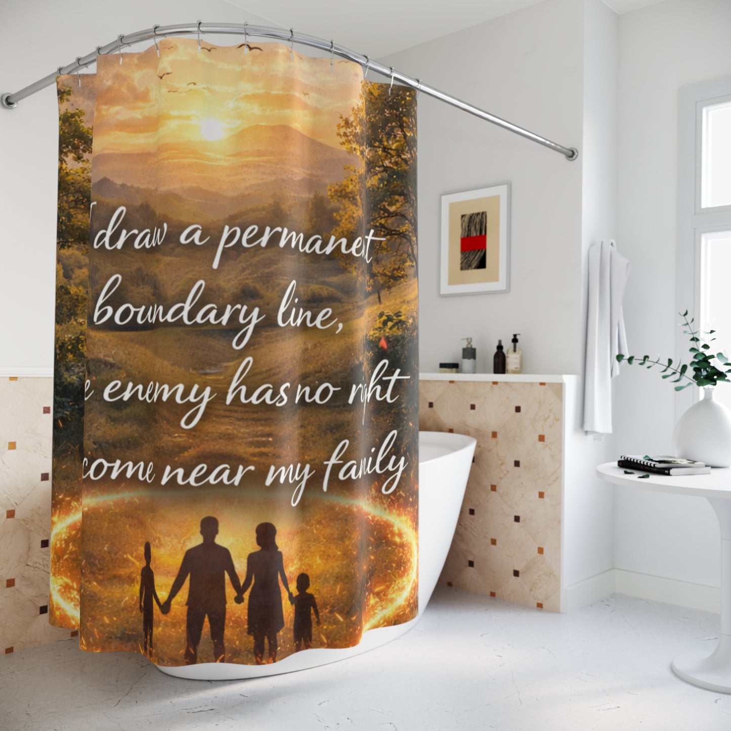 Shower Curtain — "I Draw a Permanent Boundary Line" Family Protection Scenic Shower Curtain