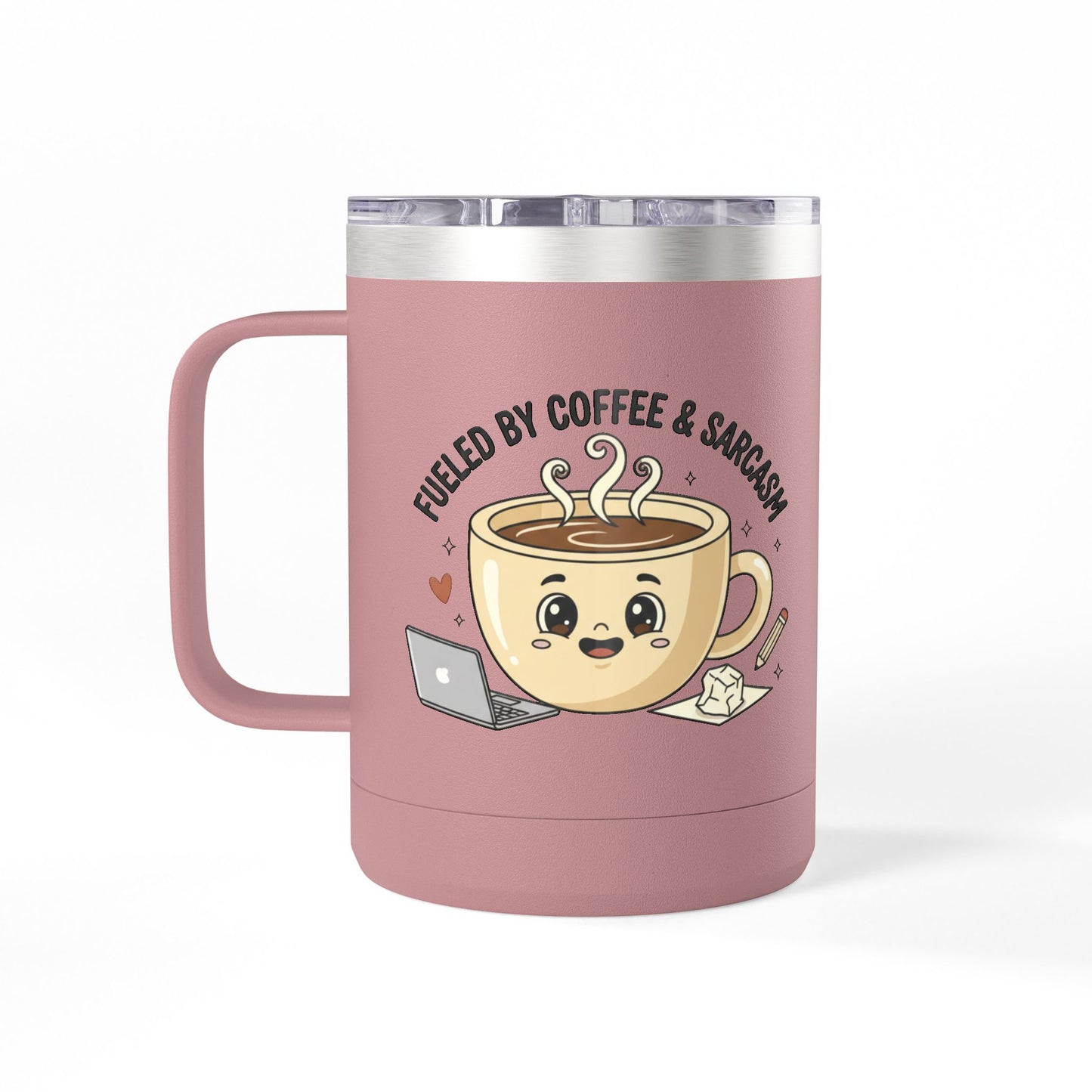 Mug — "Fueled by Coffee & Sarcasm" 15oz Travel Tumbler