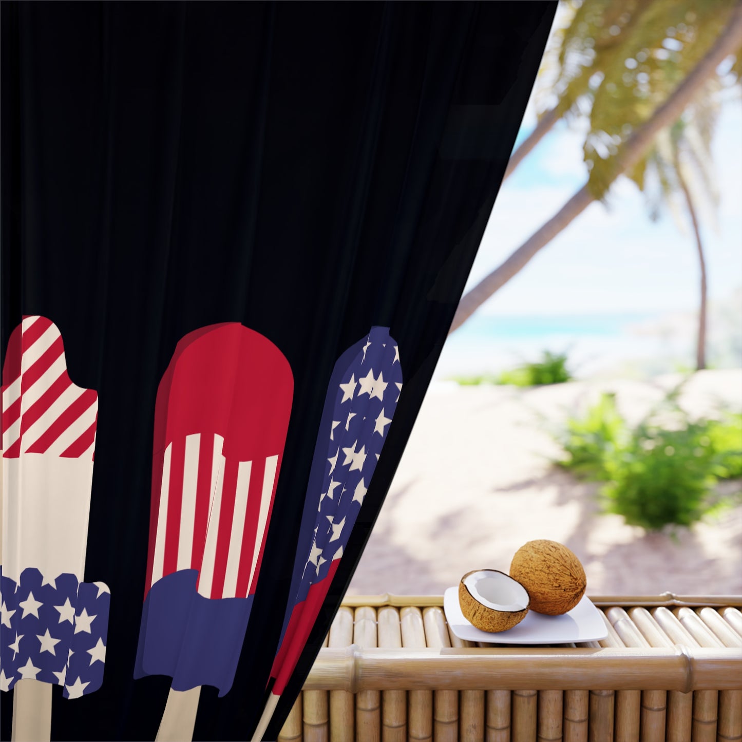 Patriotic Popsicle Window Curtain – American Flag Ice Pop design