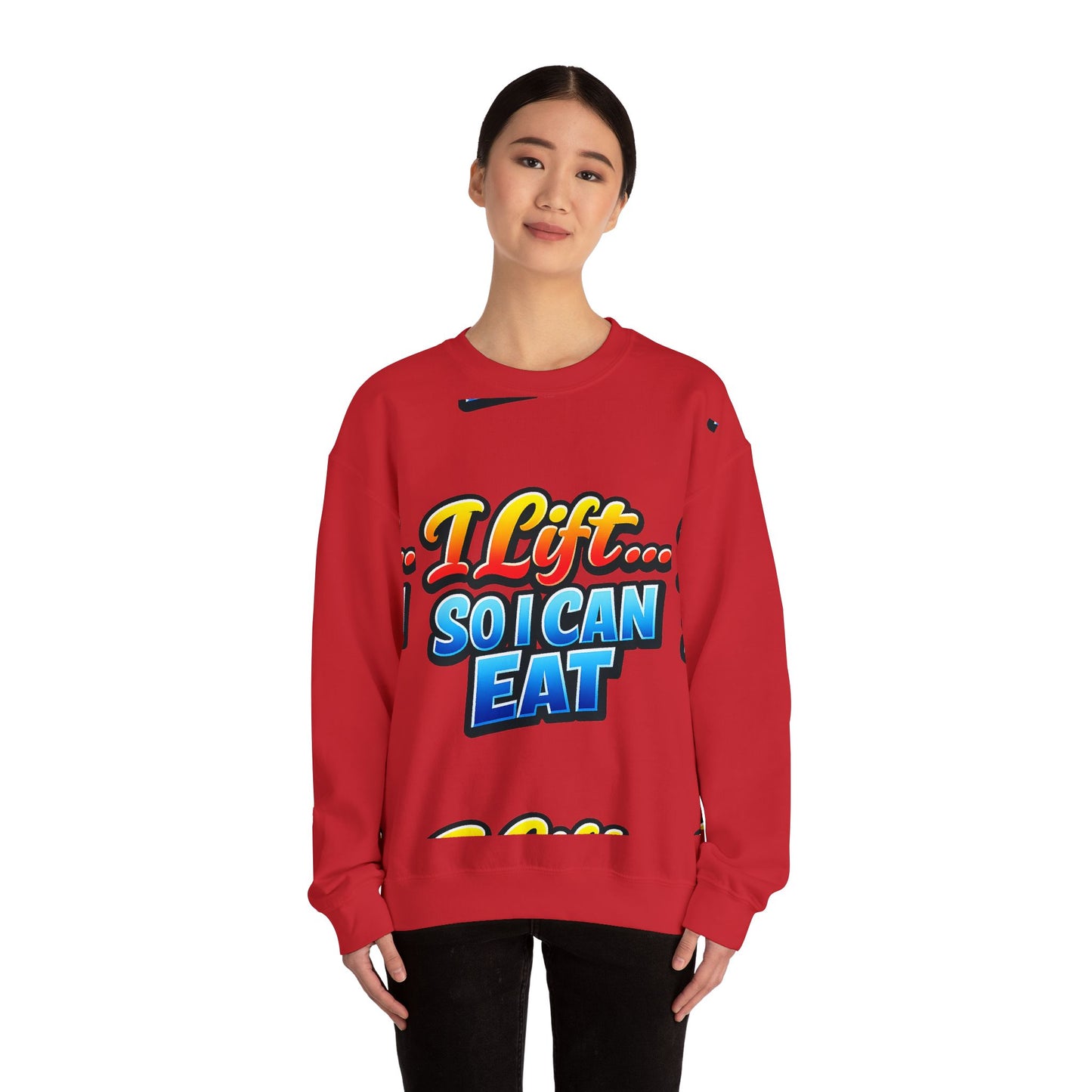 Crewneck Sweatshirt - "I Lift... So I Can Eat" Bold Retro Gym Graphic