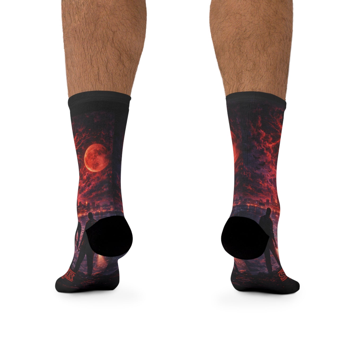 Stranger Things Inspired Recycled Poly Crew Socks — Retro Horror Sci‑Fi Design