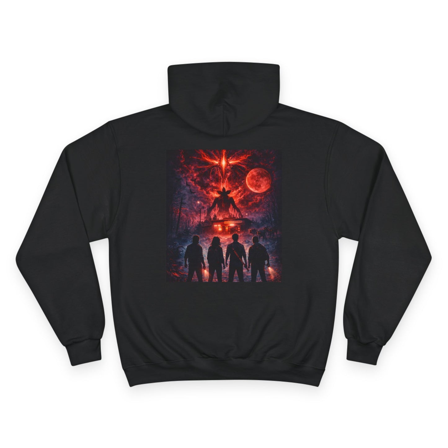 Stranger Things Inspired Unisex Graphic Hoodie — Red Upside-Down Portal Design