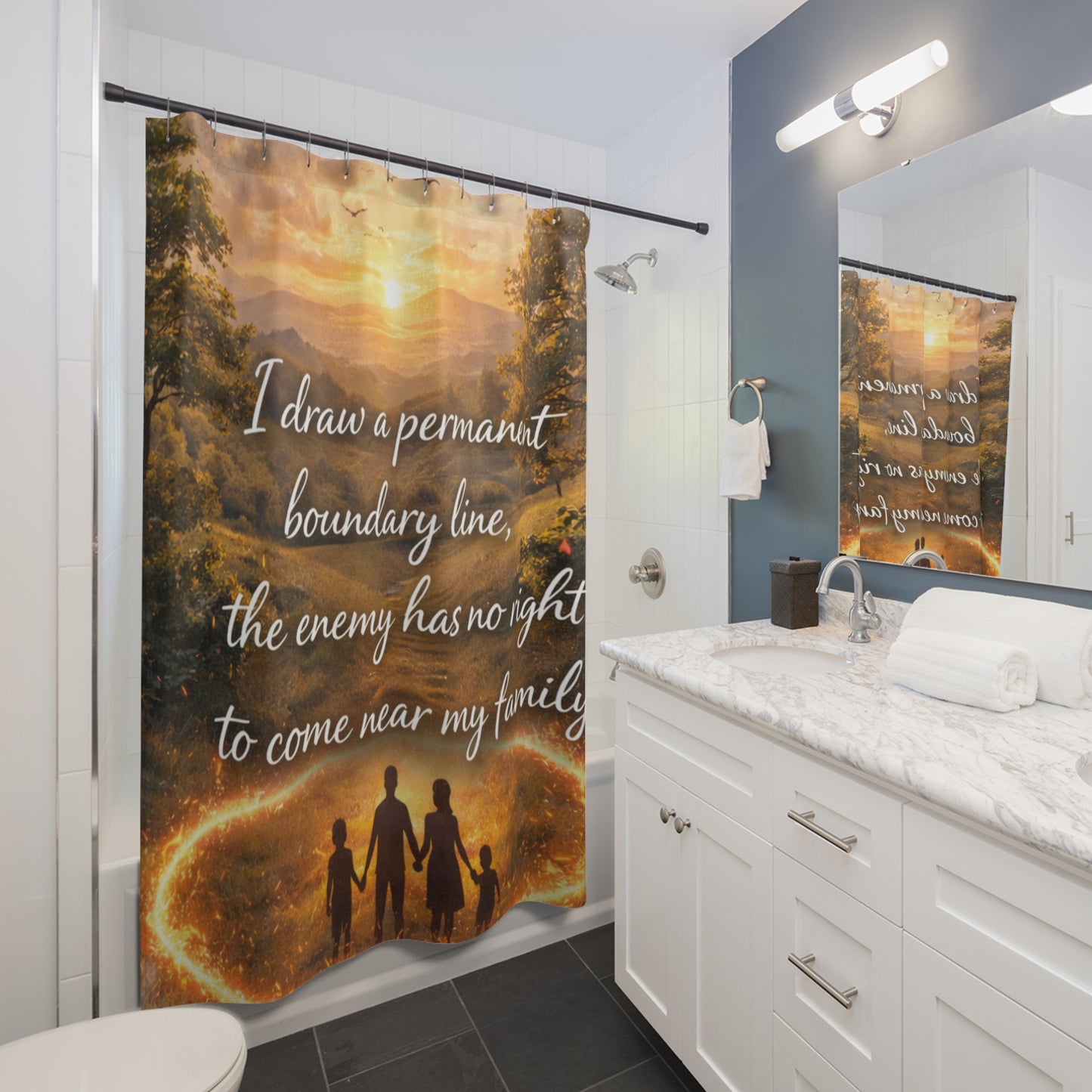 Shower Curtain — "I Draw a Permanent Boundary Line" Family Protection Scenic Shower Curtain