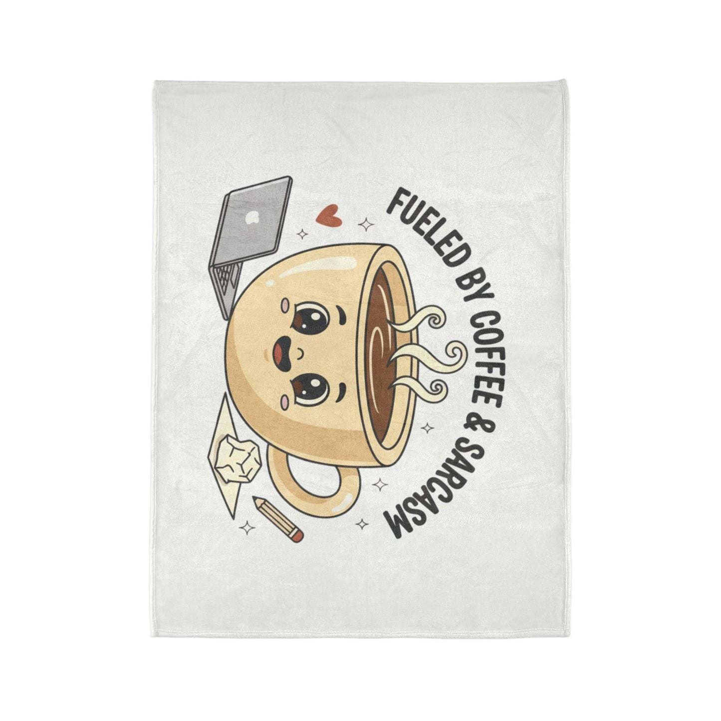 Coffee & Sarcasm Blanket — Cute Kawaii Coffee Cup Throw for Coffee Lovers