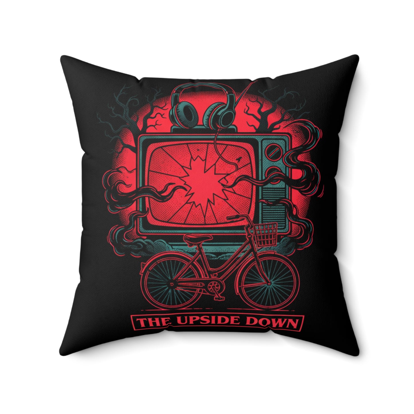 Upside Down Retro TV Pillow — Stranger-Inspired Horror Decor