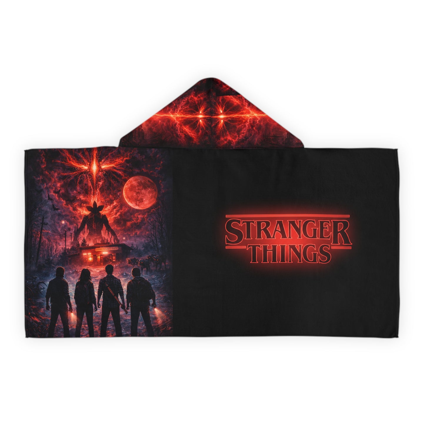 Stranger Things Youth Hooded Towel – Retro Sci‑Fi Kids Beach & Bath Wrap