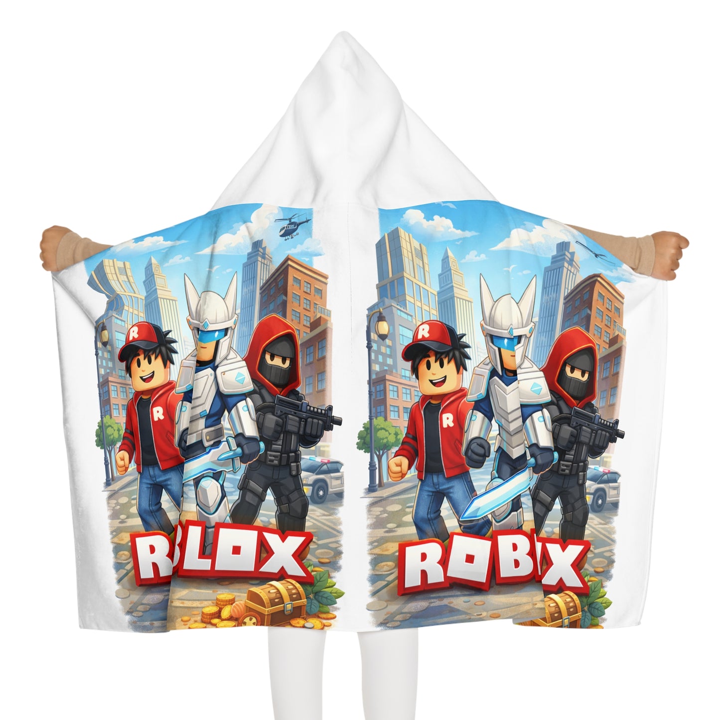 ‘Roblox ‘Hooded Towel – Retro Sci‑Fi Kids Beach & Bath Wrap