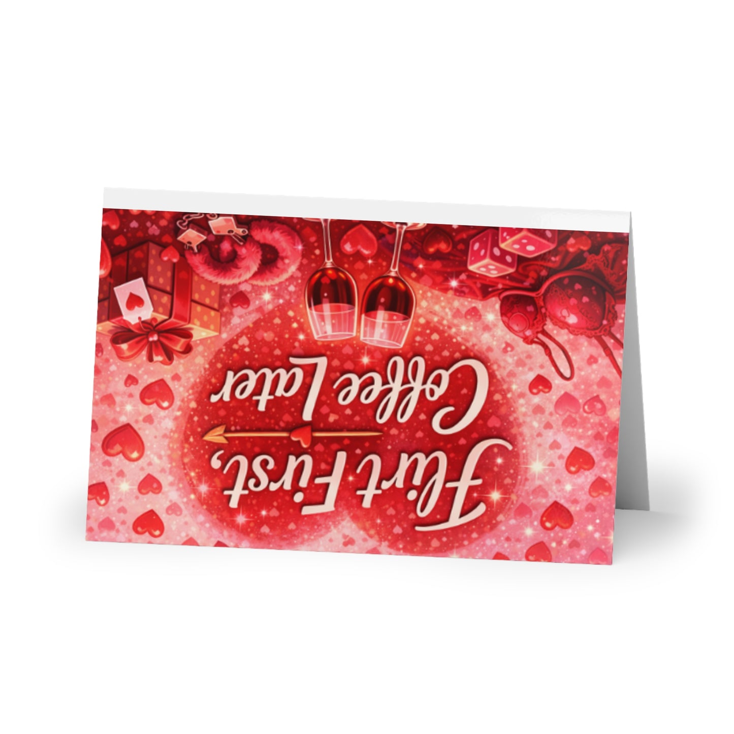 Valentine's Romantic Greeting Cards — 'Snuggle Later' & 'Flirt First' Love Note Cards (1 or 10-Pack)