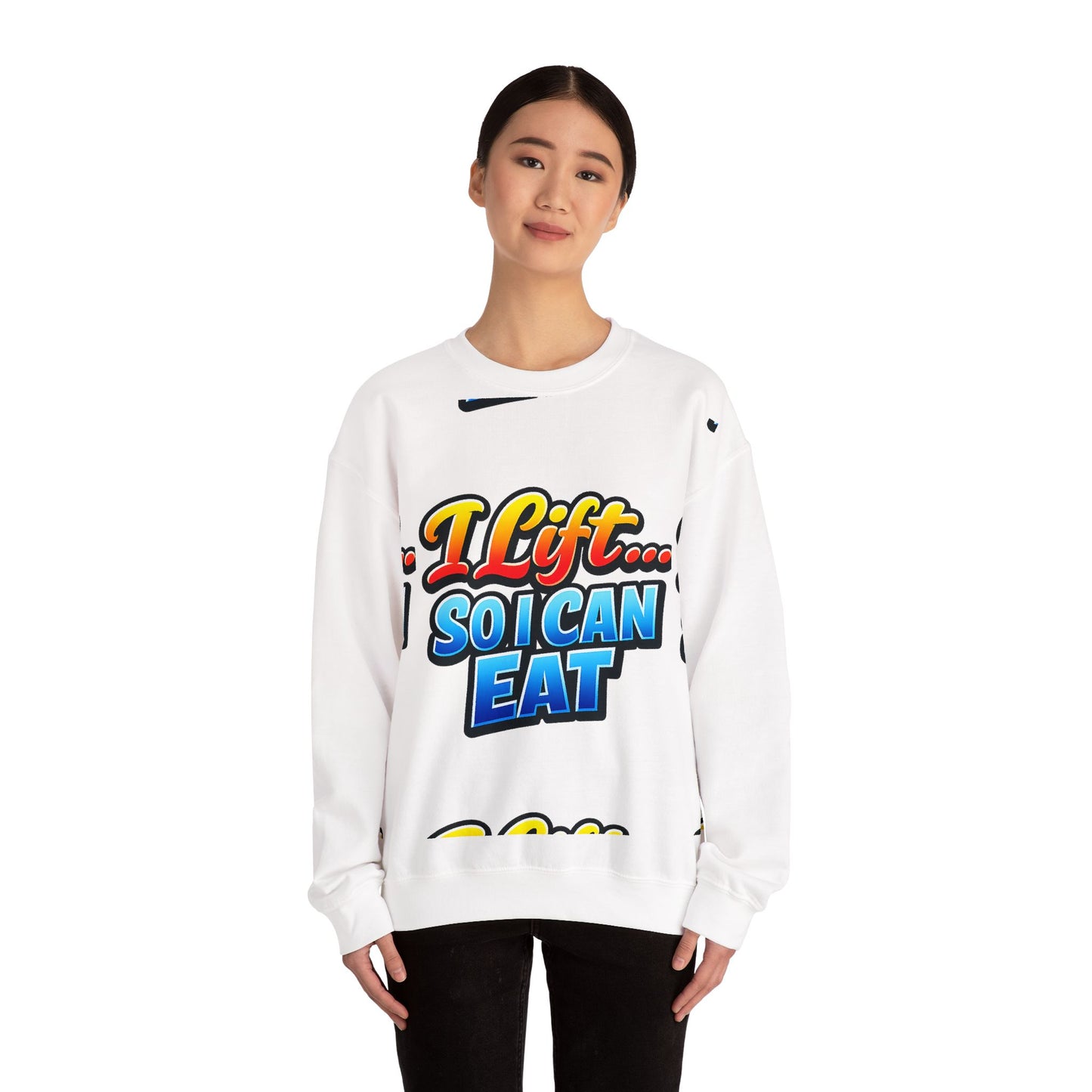Crewneck Sweatshirt - "I Lift... So I Can Eat" Bold Retro Gym Graphic