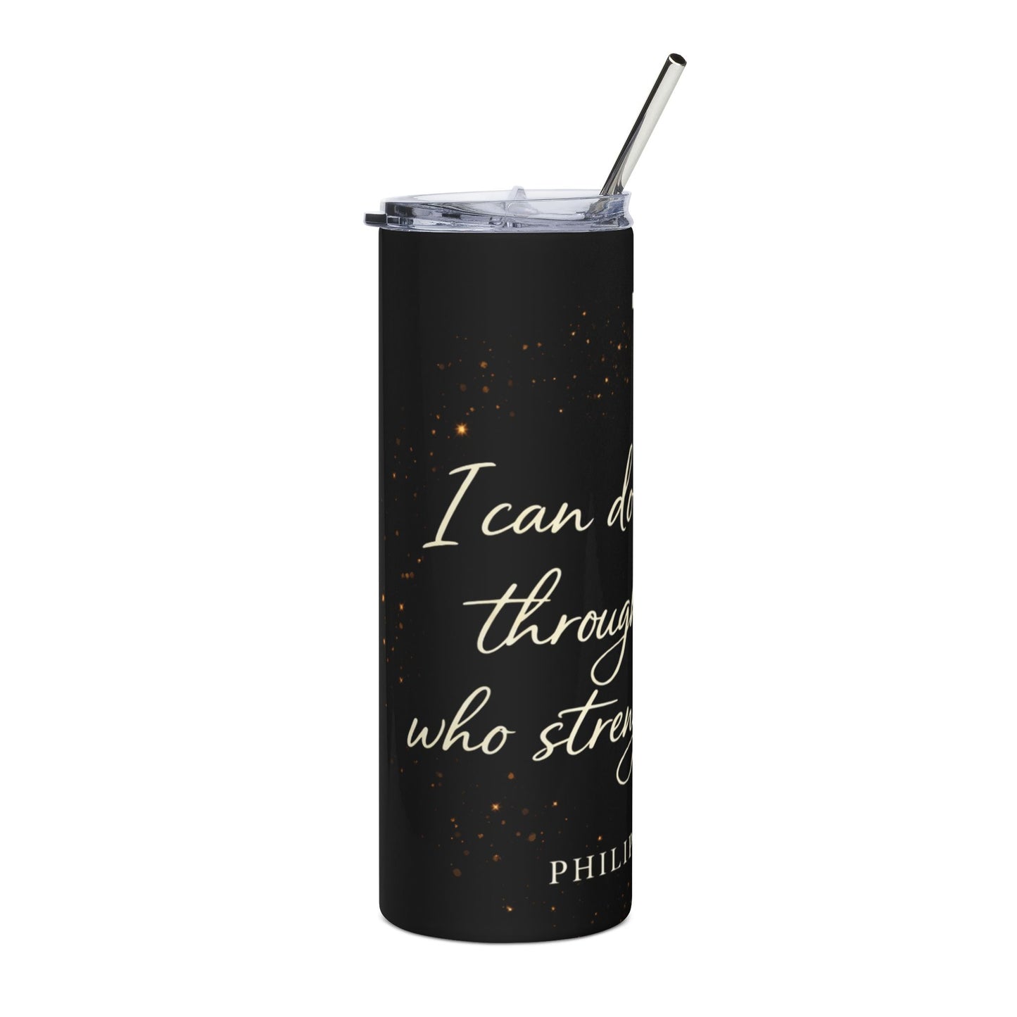 Philippians 4:13 Stainless Steel Tumbler — Inspirational Christian Travel Mug