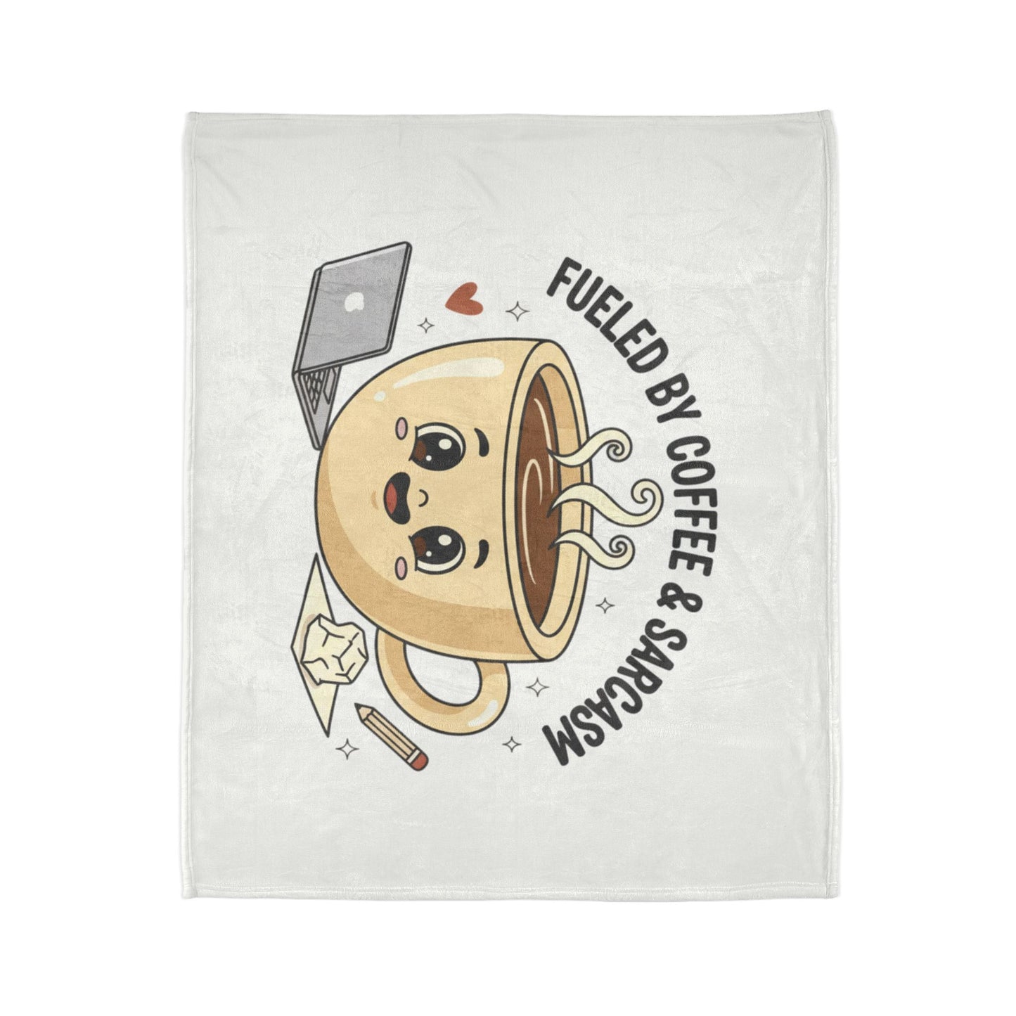Coffee & Sarcasm Blanket — Cute Kawaii Coffee Cup Throw for Coffee Lovers