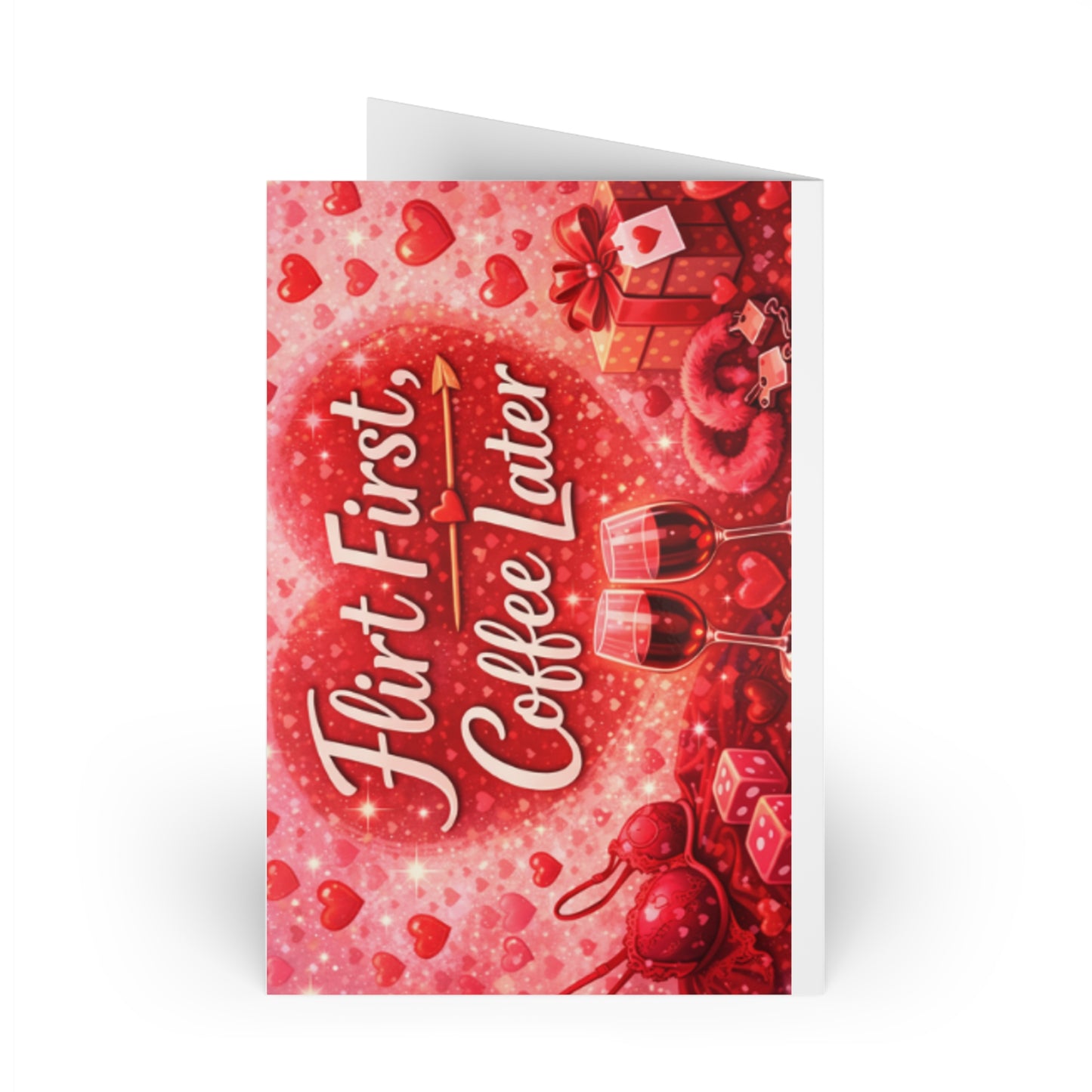 Valentine's Romantic Greeting Cards — 'Snuggle Later' & 'Flirt First' Love Note Cards (1 or 10-Pack)