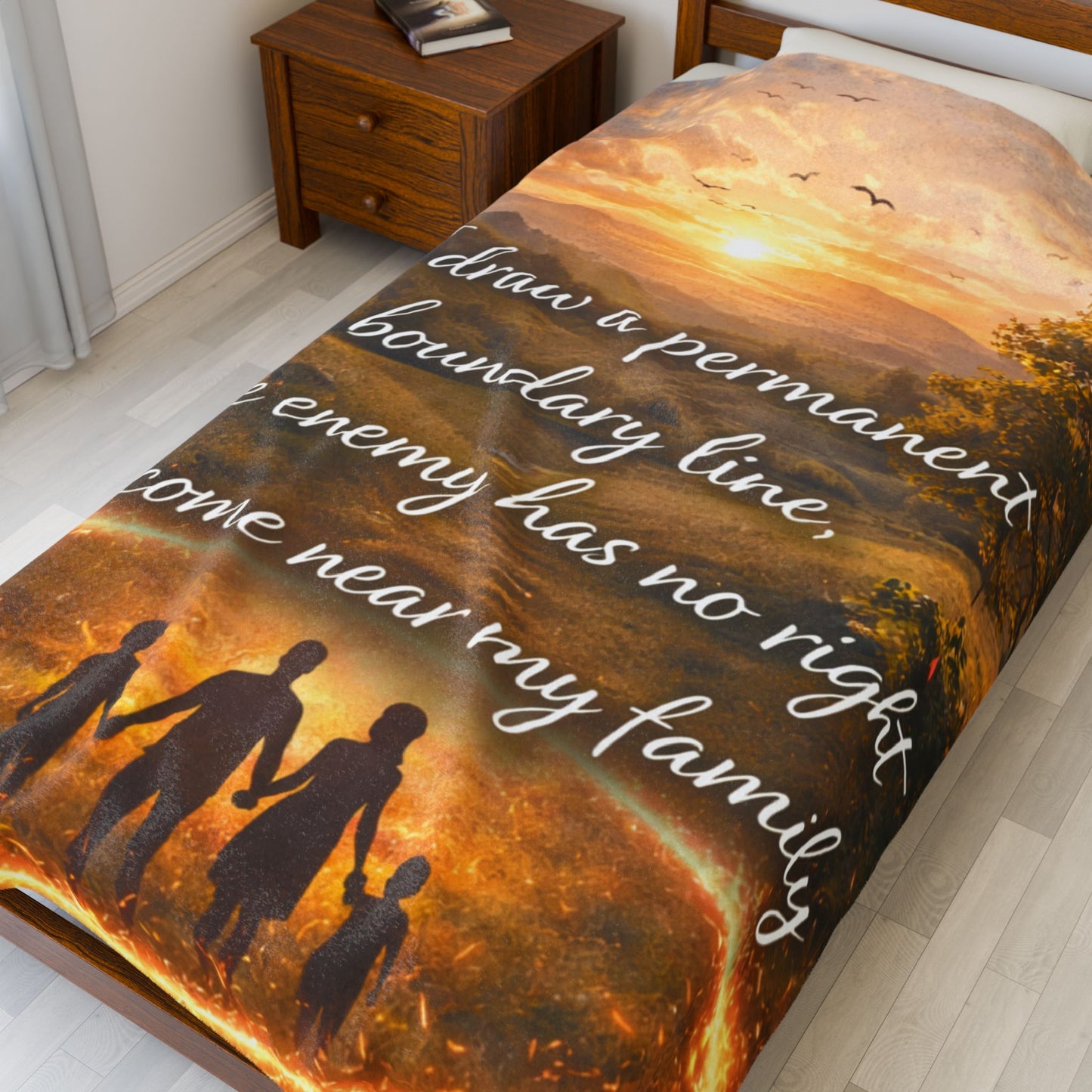 Velveteen Plush Blanket — "I Draw a Permanent Boundary Line" Family Protection Throw