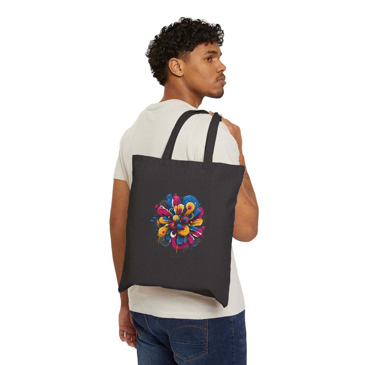 Painterly Abstract Floral Tote | Cotton Canvas, Bold Brushstroke Artsy Graphic