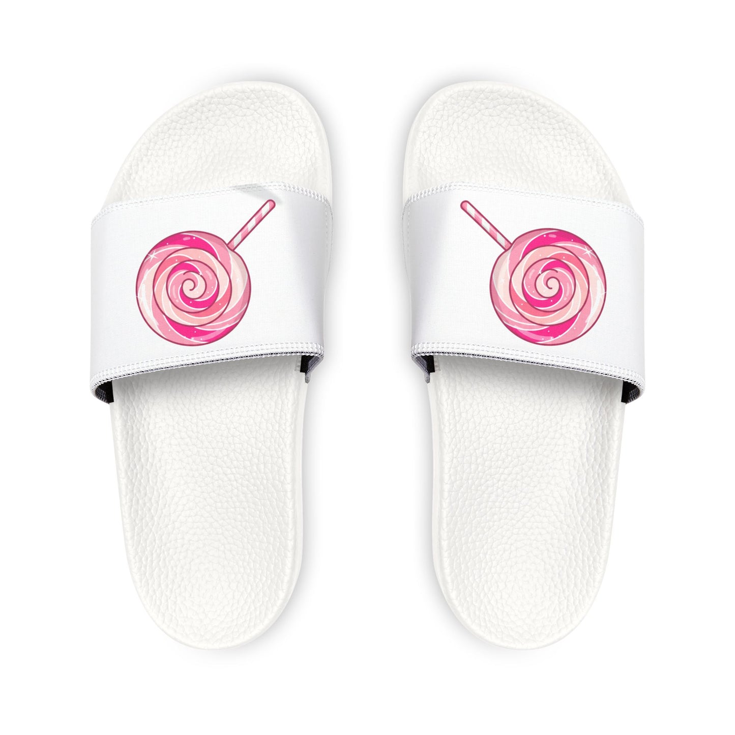 Women's Slide Sandals — "Pink Swirly Lolipop" Removable -Strap Slides