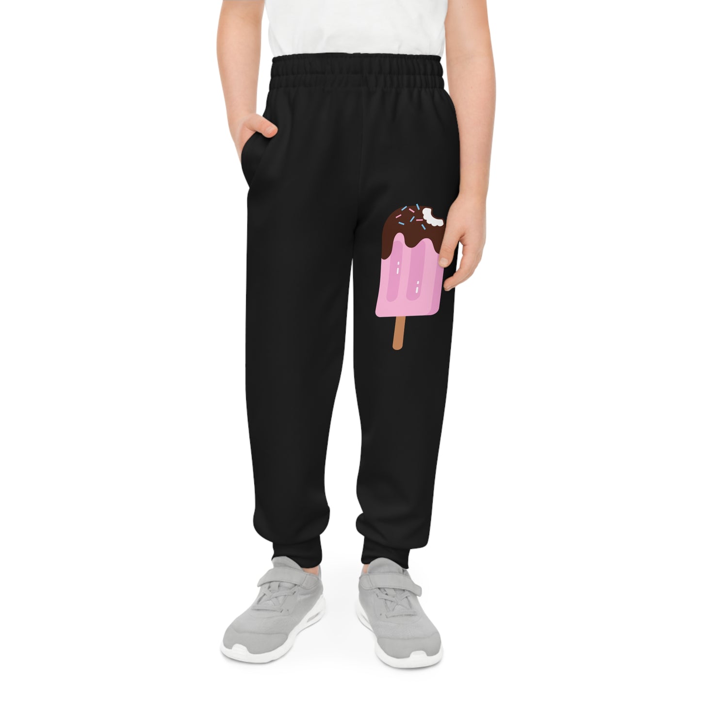 Kids Black Joggers with Pink Chocolate-Dipped Popsicle Graphic