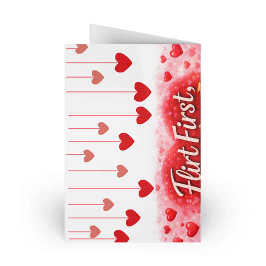 Valentine's Romantic Greeting Cards — 'Snuggle Later' & 'Flirt First' Love Note Cards (1 or 10-Pack)