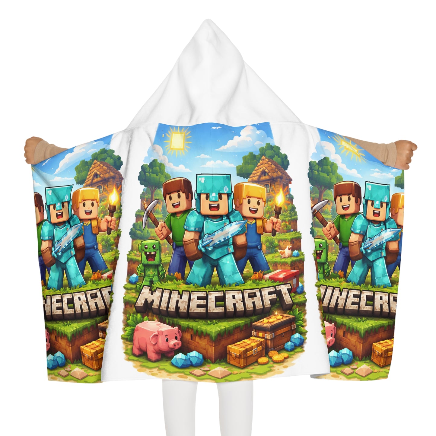“Minecraft”Hooded Towel – Beach & Bath Wrap