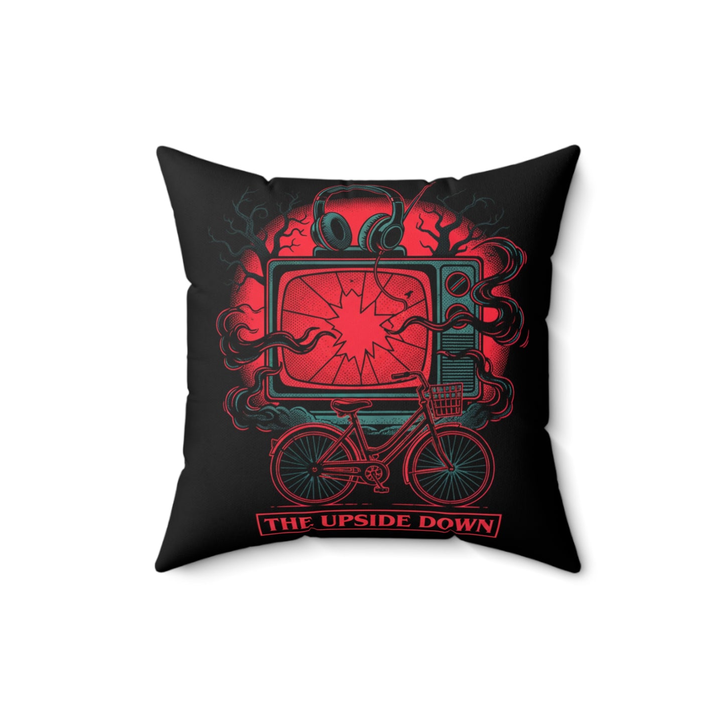 Upside Down Retro TV Pillow — Stranger-Inspired Horror Decor