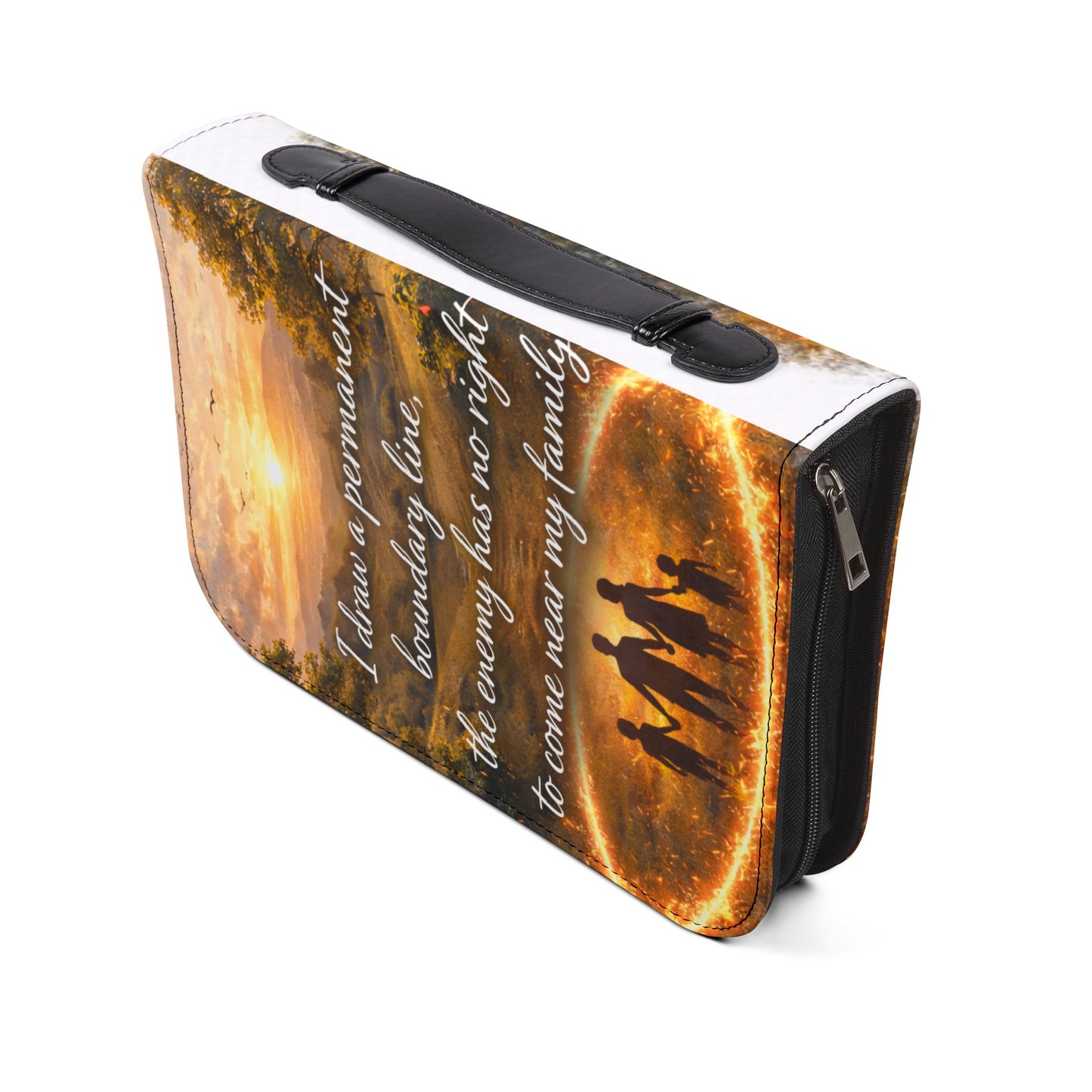 Bible Cover —  Zippered Bible Case with Cross Design