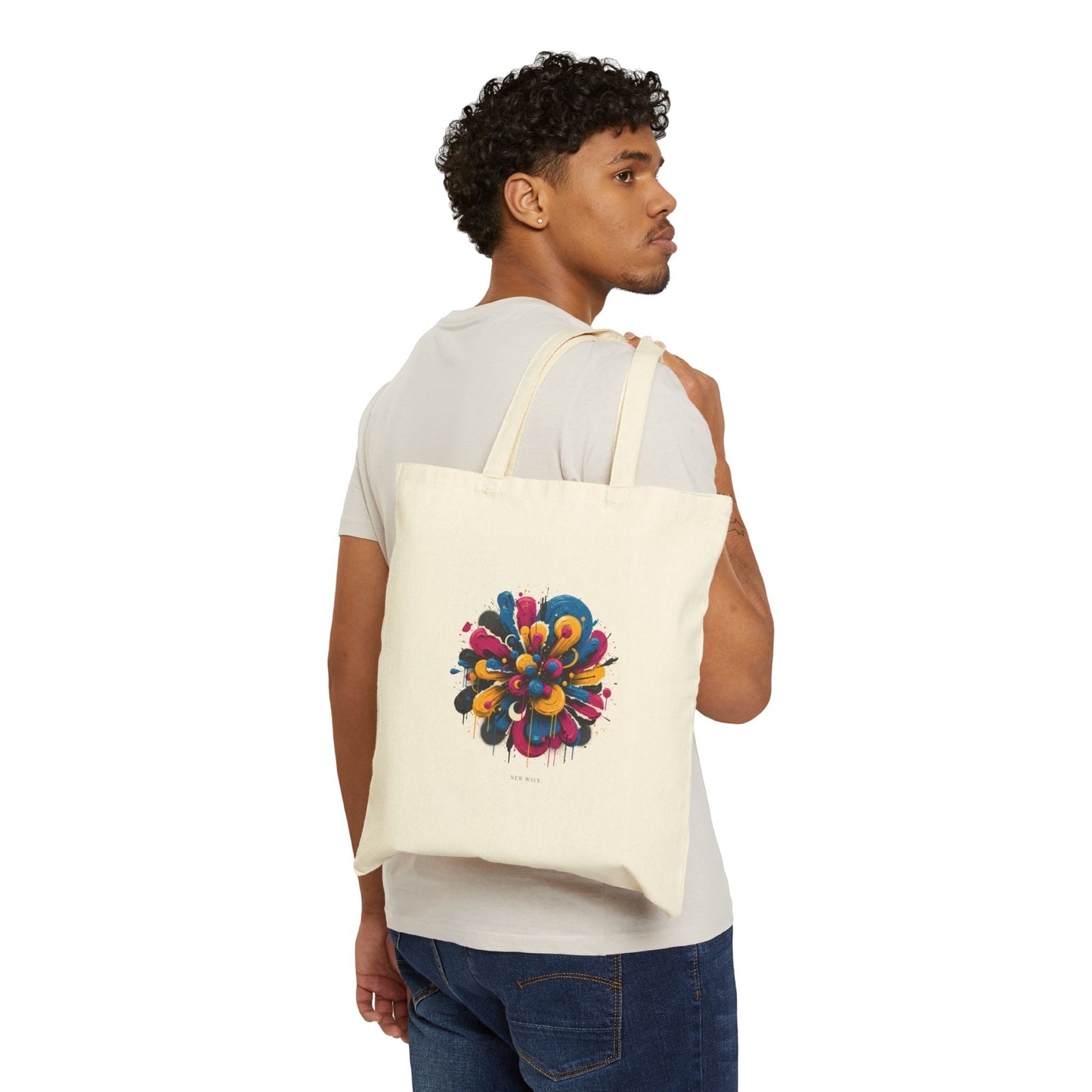 Painterly Abstract Floral Tote | Cotton Canvas, Bold Brushstroke Artsy Graphic