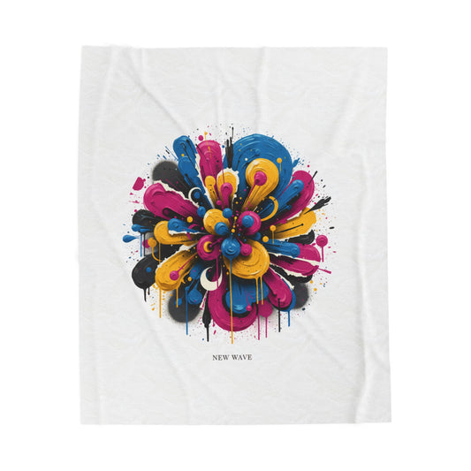 Painterly Abstract Floral Velveteen Blanket | Bold Brushstroke AOP