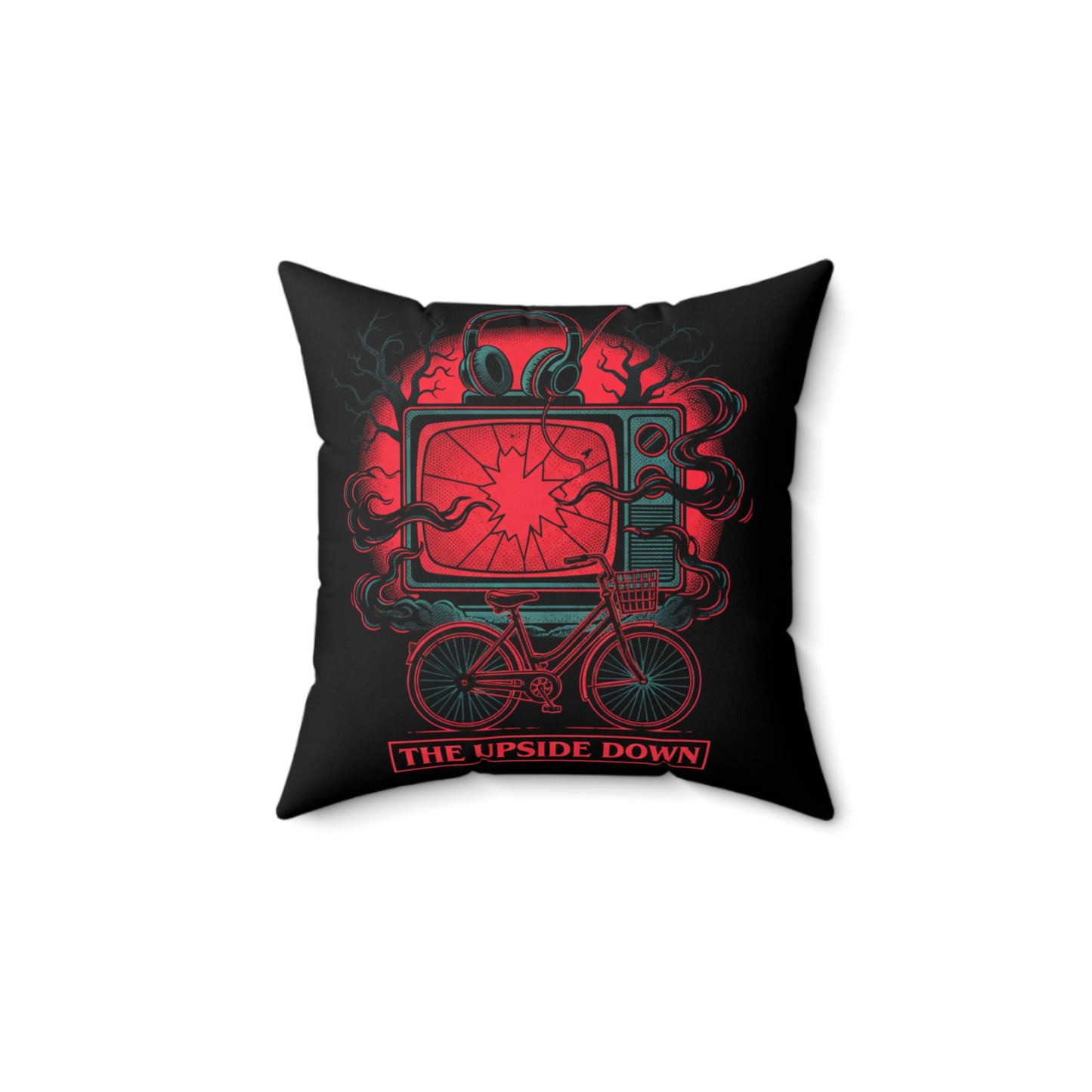 Upside Down Retro TV Pillow — Stranger-Inspired Horror Decor