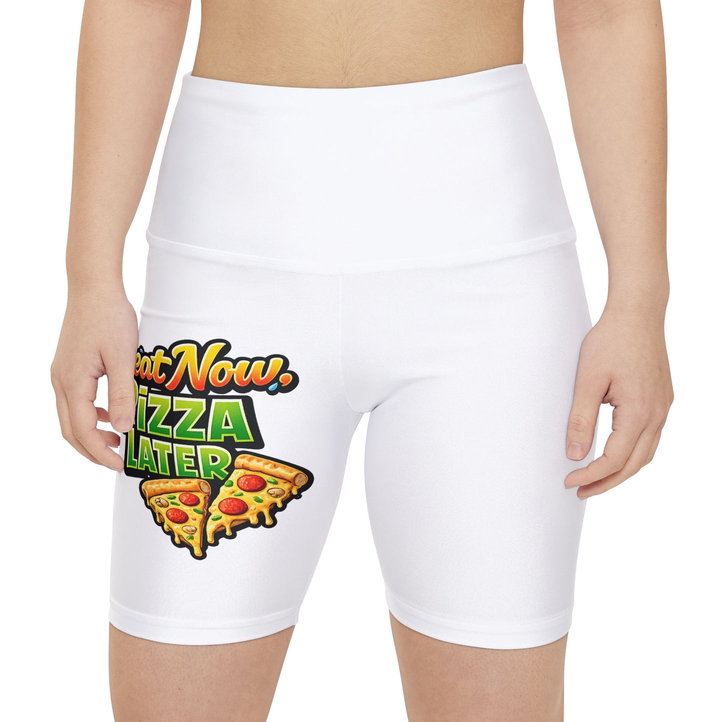Workout Shorts — 'Went Now, Pizza Later' Graphic Activewear