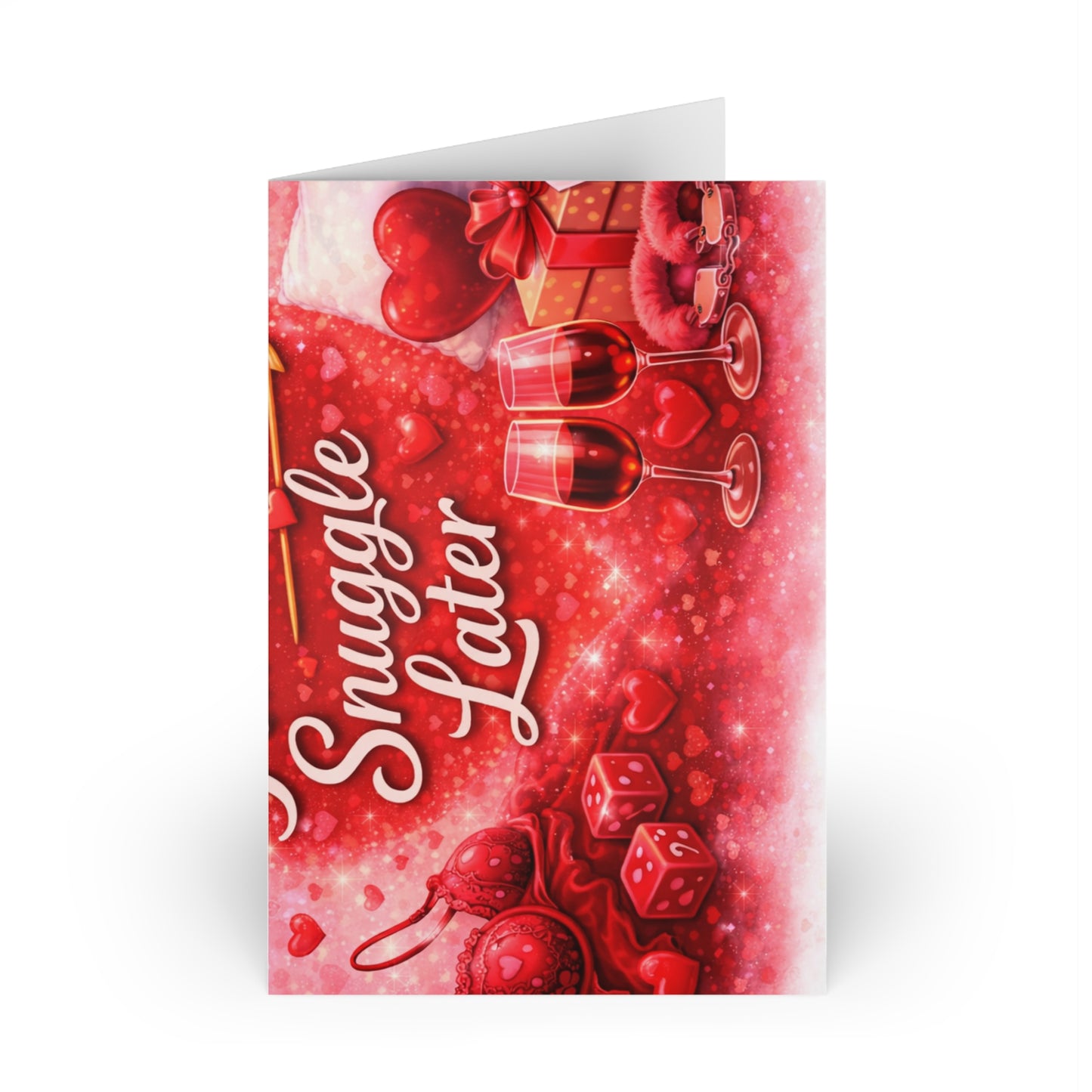 Valentine's Romantic Greeting Cards — 'Snuggle Later' & 'Flirt First' Love Note Cards (1 or 10-Pack)