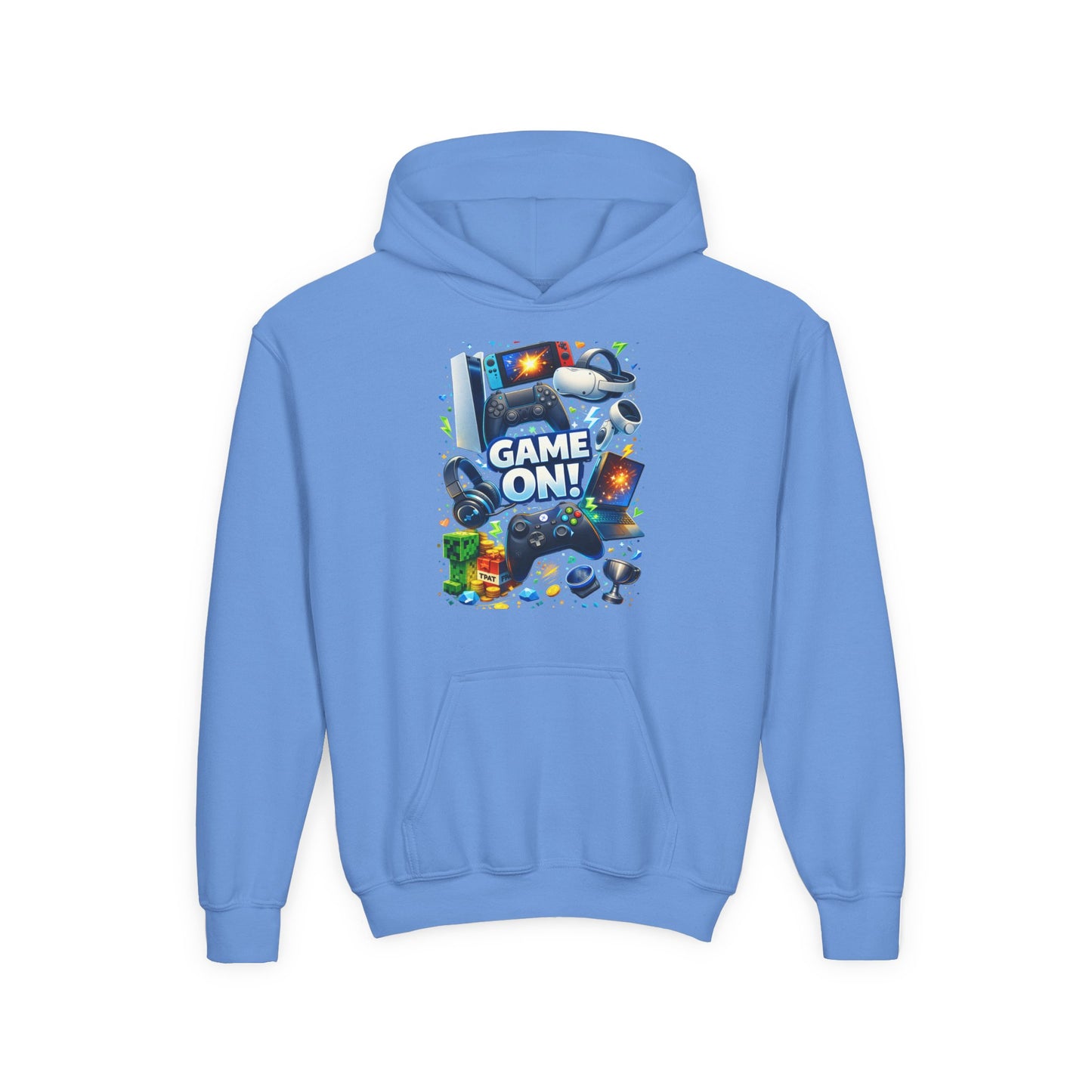 Youth Gaming Hoodie – 'Game On!' Video Game Controller & Console Graphic