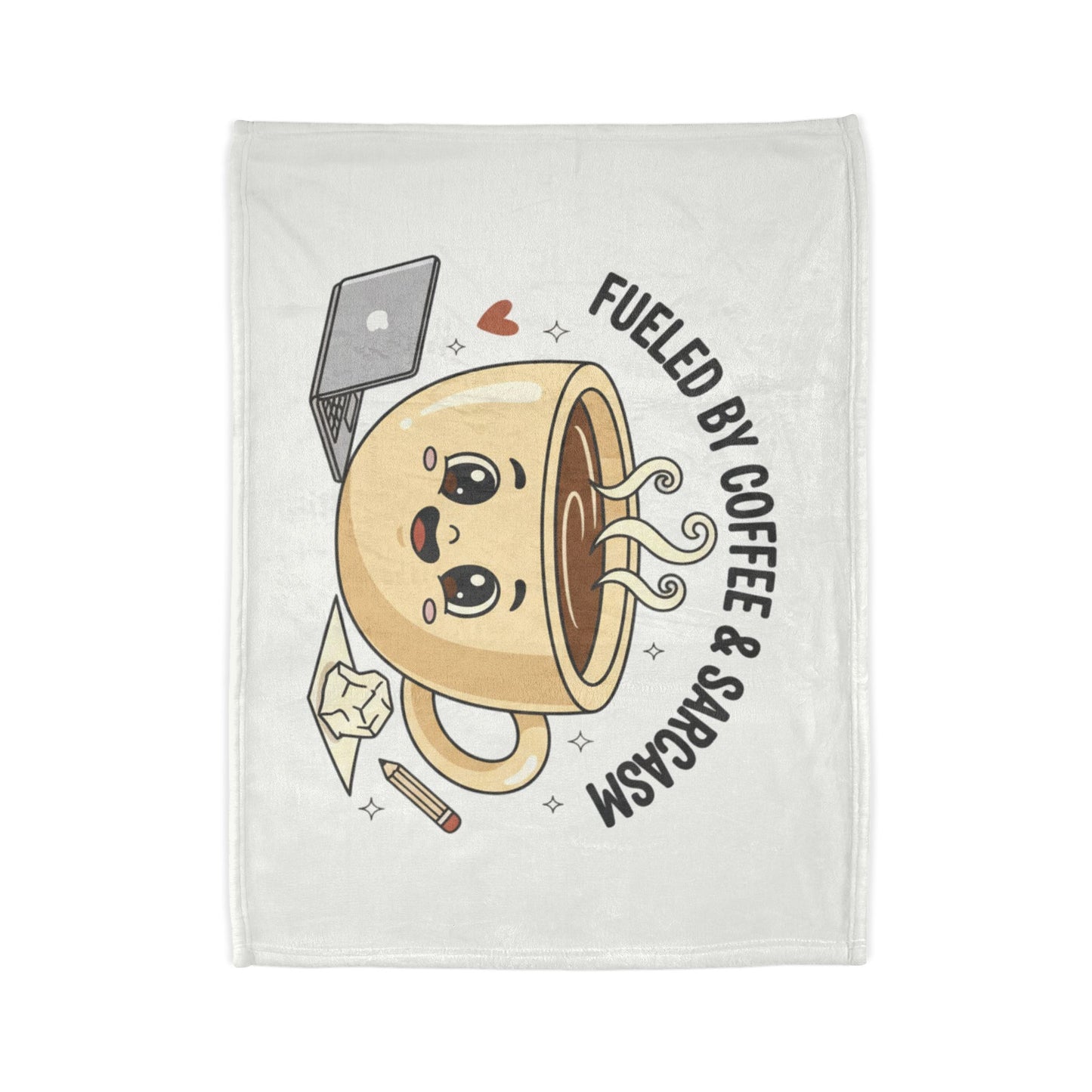 Coffee & Sarcasm Blanket — Cute Kawaii Coffee Cup Throw for Coffee Lovers