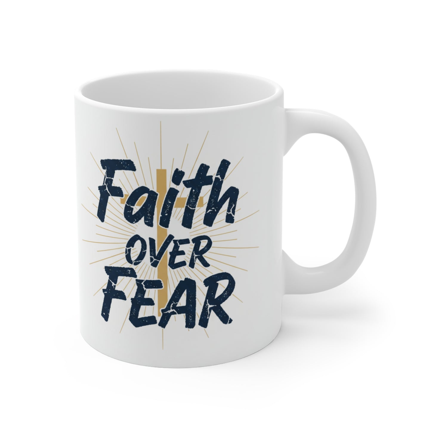 Faith Over Fear Ceramic Mug - Inspirational 11oz Coffee Cup
