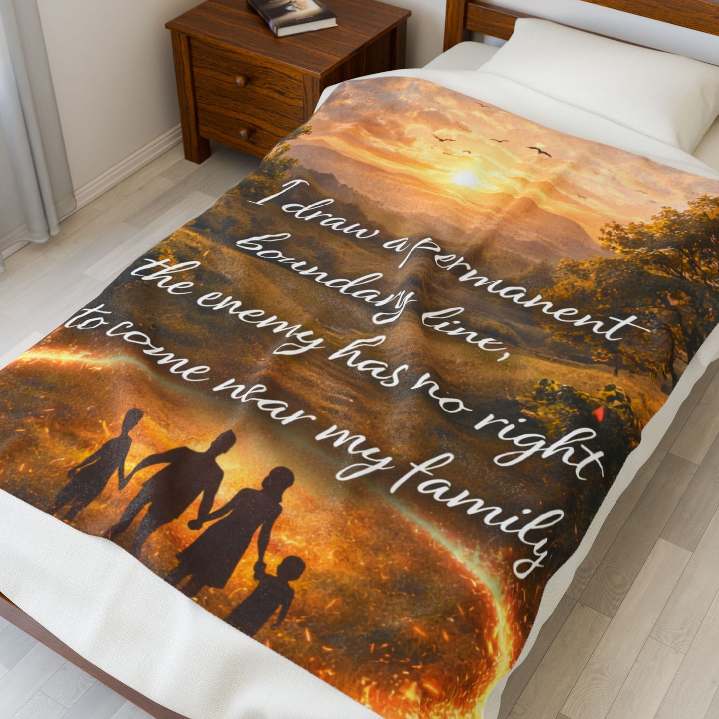 Velveteen Plush Blanket — "I Draw a Permanent Boundary Line" Family Protection Throw