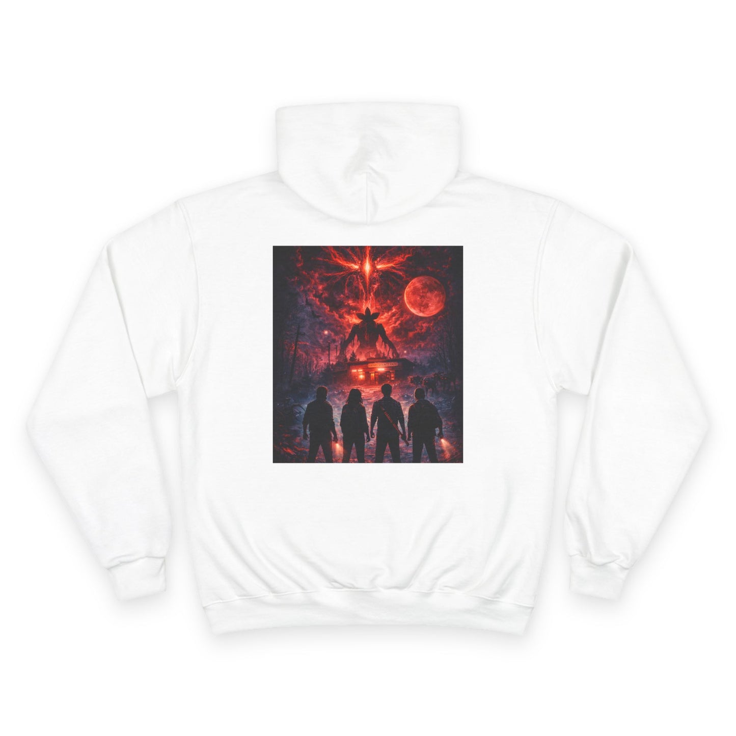 Stranger Things Inspired Unisex Graphic Hoodie — Red Upside-Down Portal Design