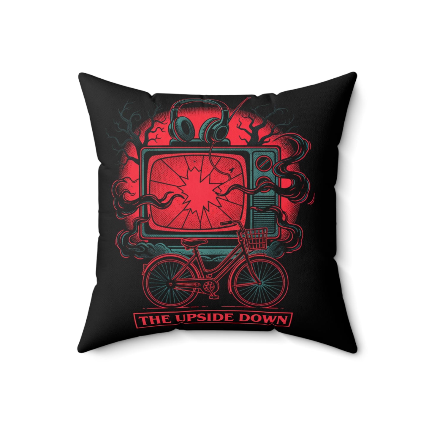 Upside Down Retro TV Pillow — Stranger-Inspired Horror Decor