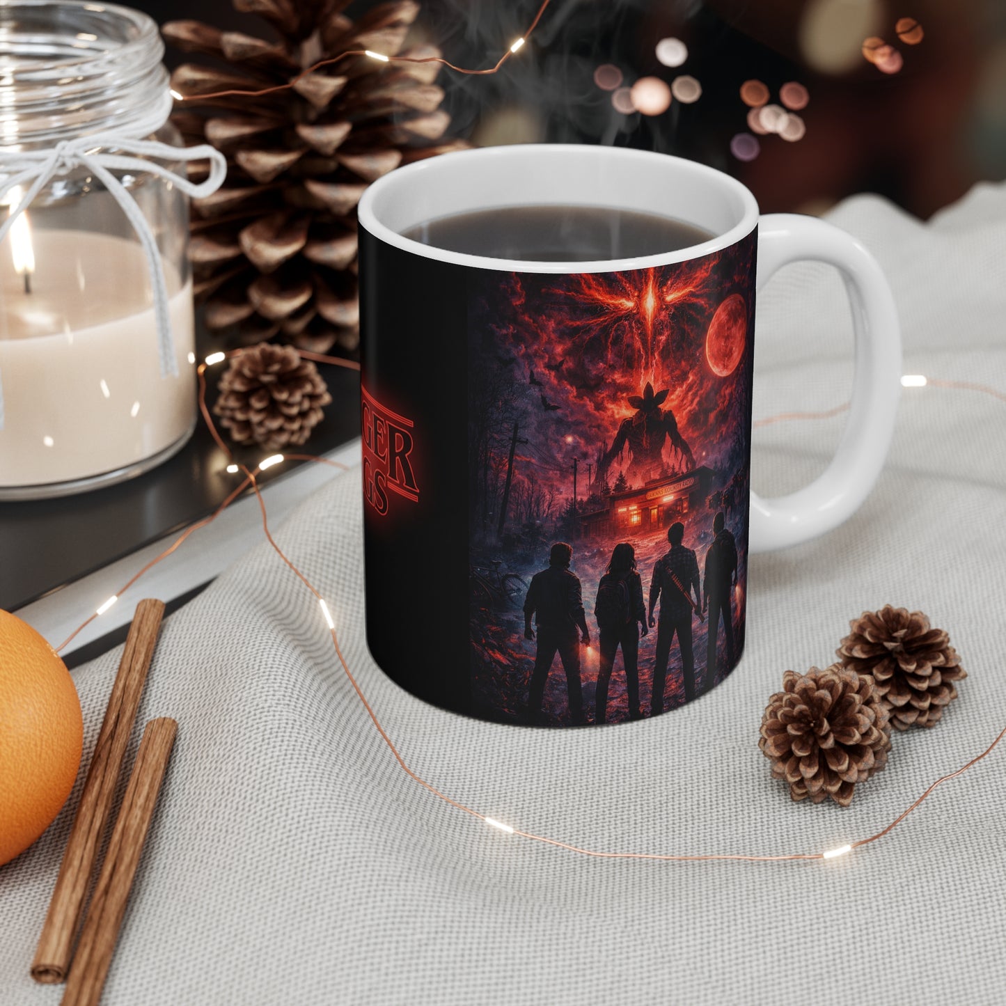 Stranger Things Logo 11oz Coffee Mug — Retro Netflix Horror Fan Gift