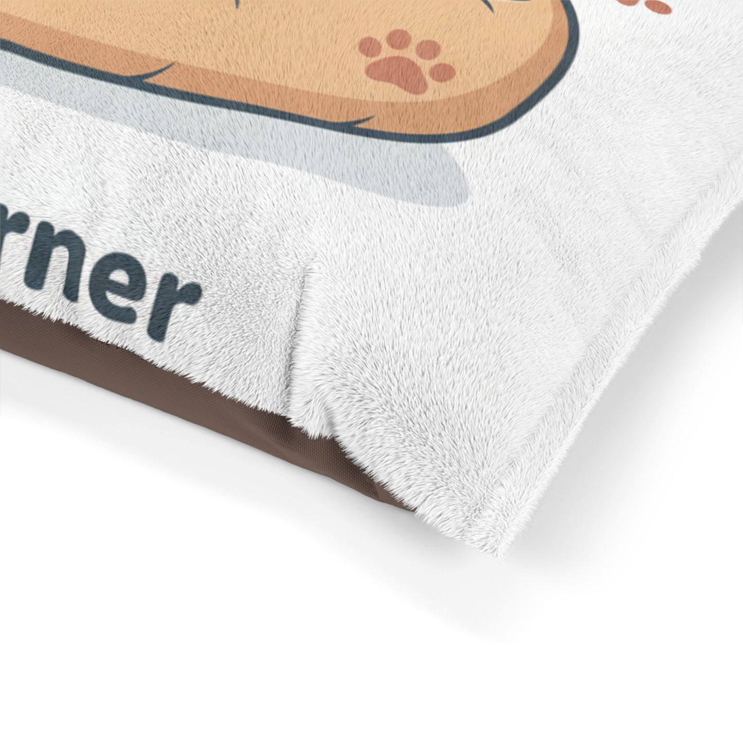 Cozy Corner Pet Bed — Soft Plush Dog & Cat Cushion with Sleeping Pup Graphic