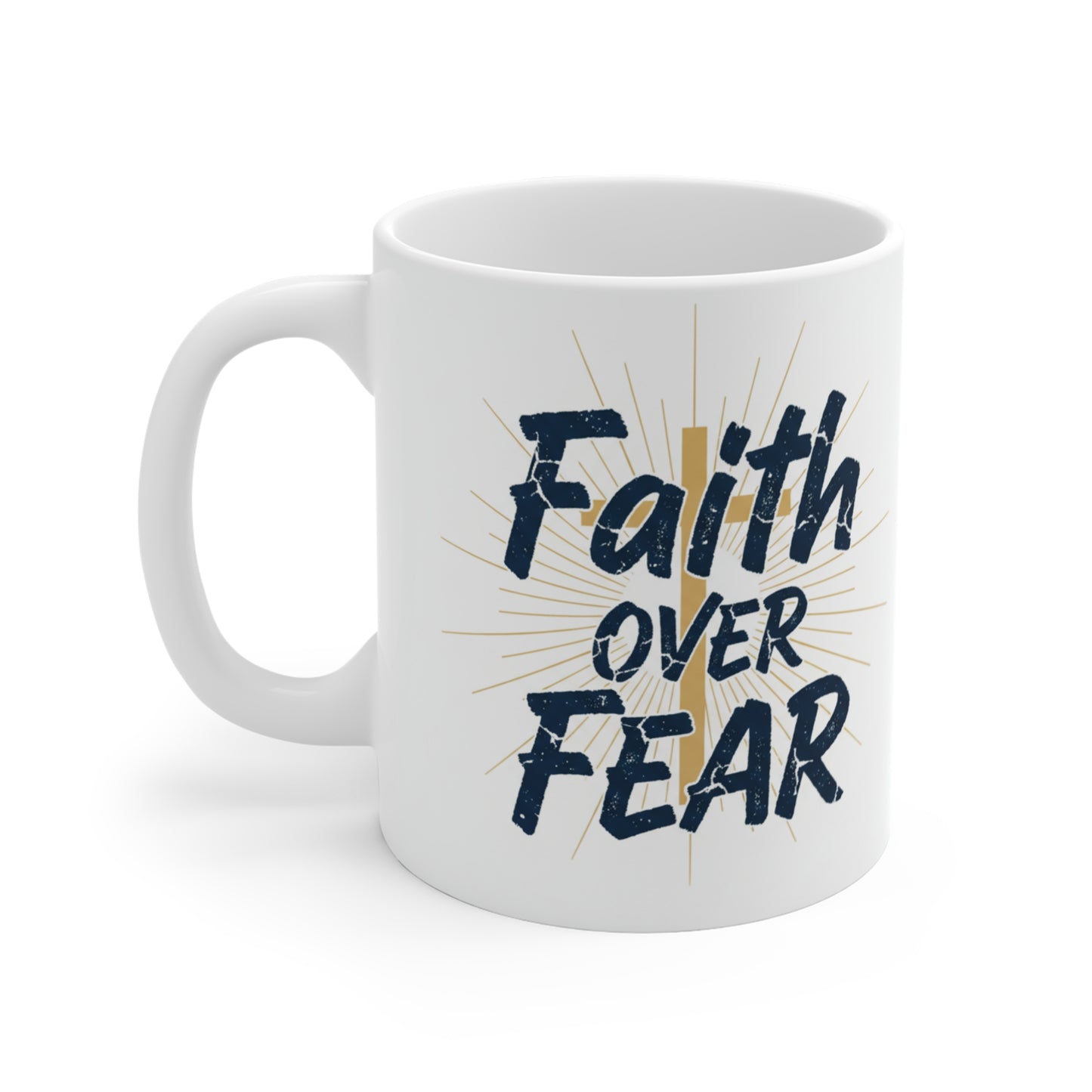 Faith Over Fear Ceramic Mug - Inspirational 11oz Coffee Cup