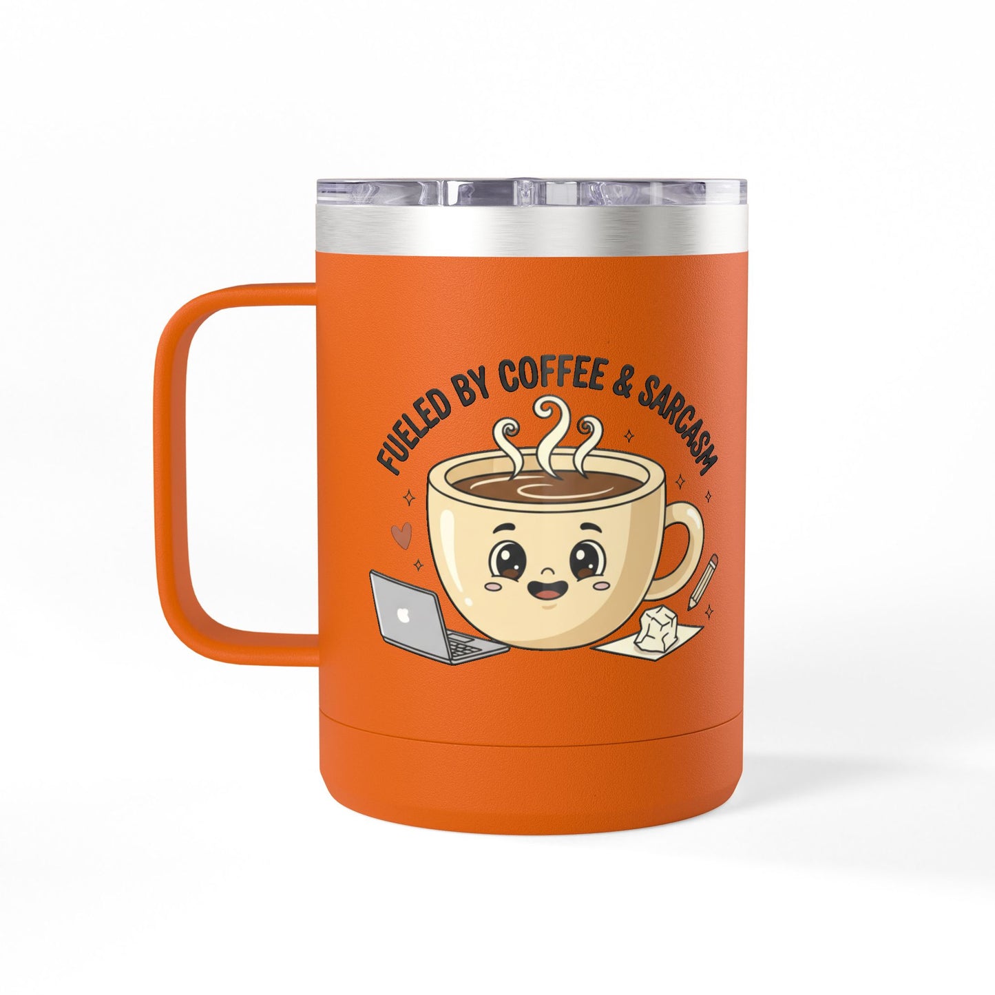 Mug — "Fueled by Coffee & Sarcasm" 15oz Travel Tumbler