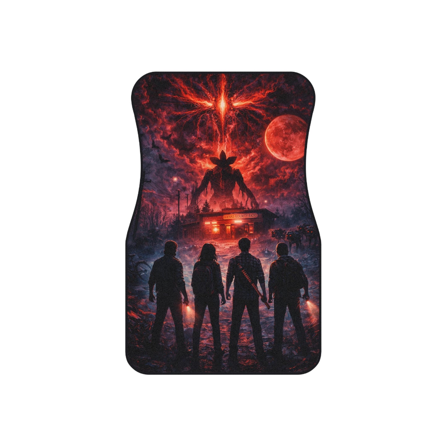 Car Mats — Stranger-Style Red Sky Horror Scene (Set of 4)