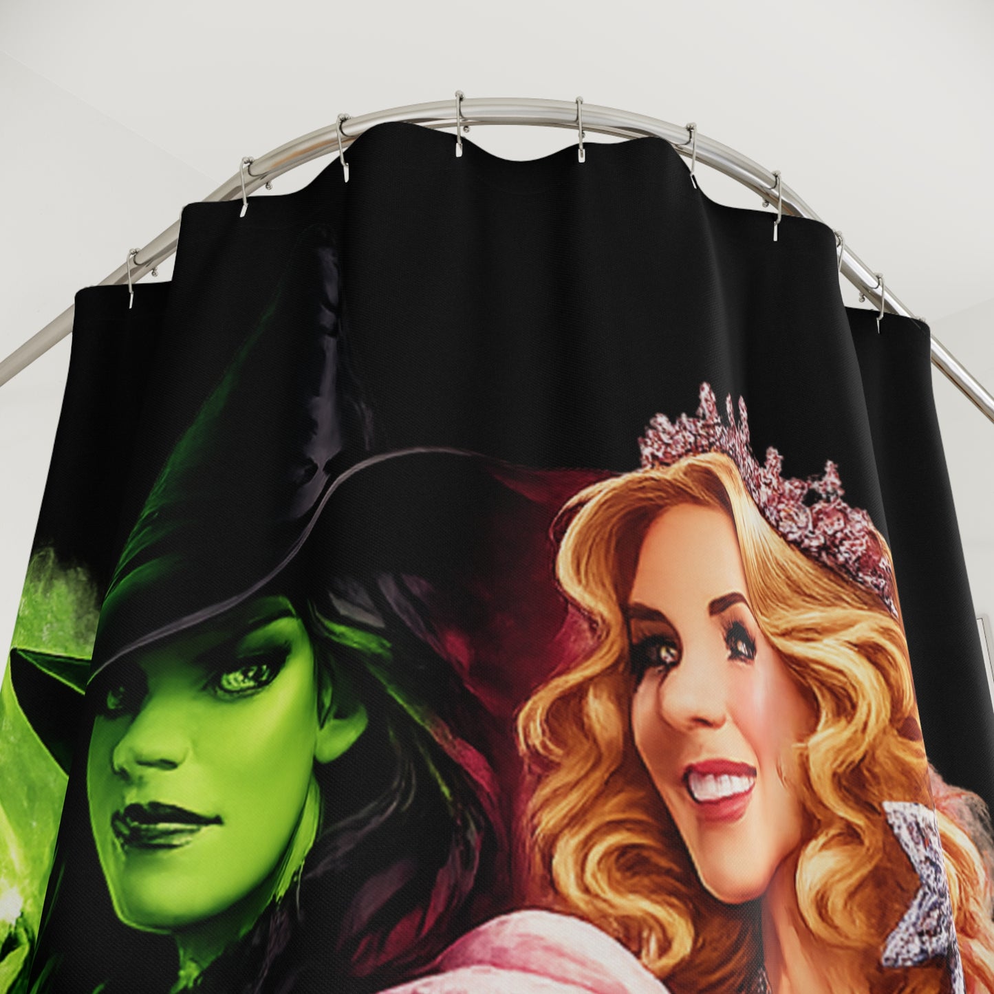 Wicked Musical Shower Curtain — Green Witch & Glinda Bathroom Decor