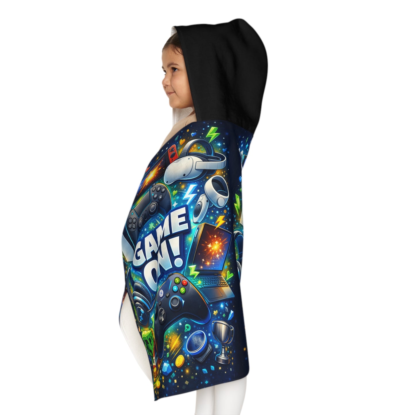 “Game on “Youth Hooded Towel -Beach & Bath Wrap