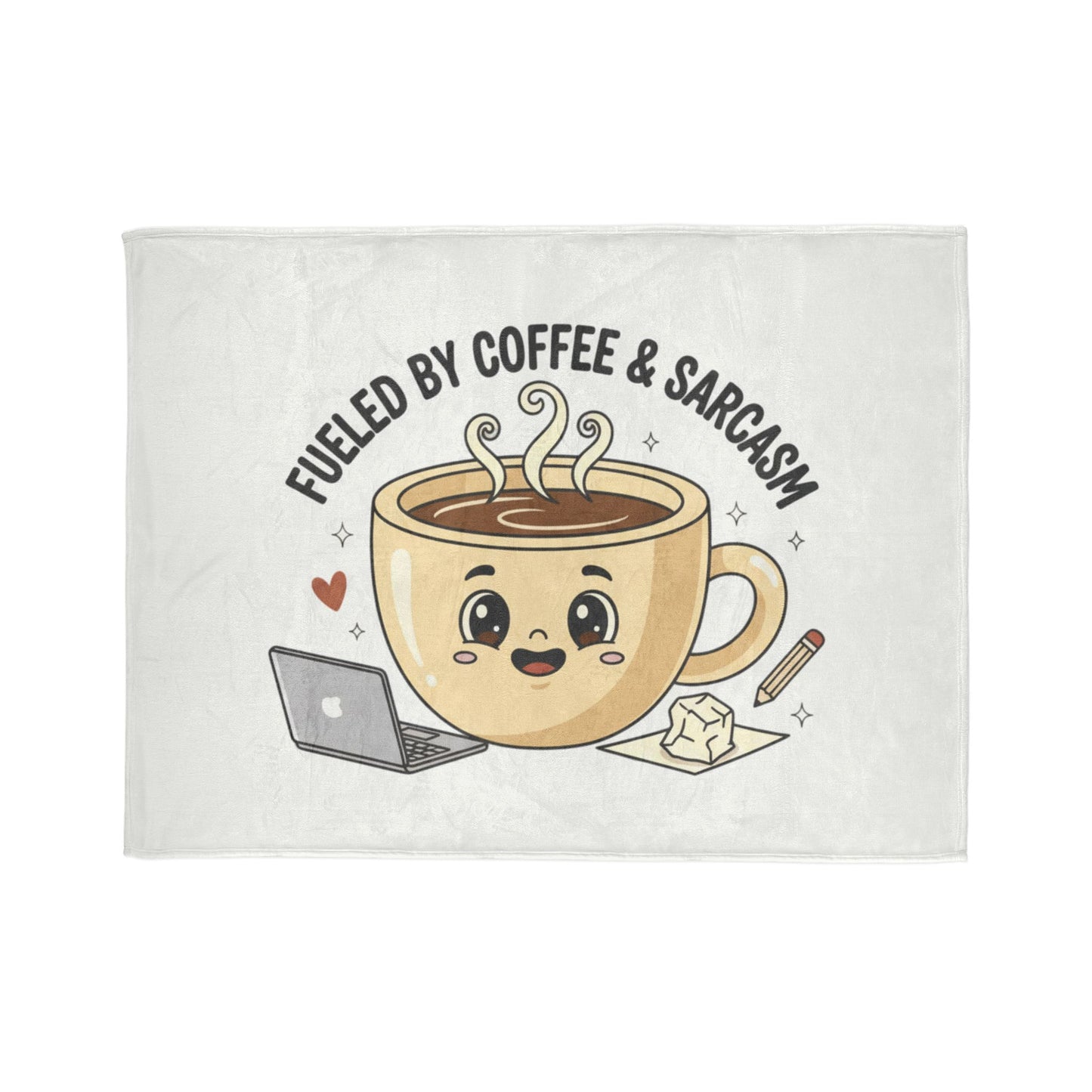 Coffee & Sarcasm Blanket — Cute Kawaii Coffee Cup Throw for Coffee Lovers