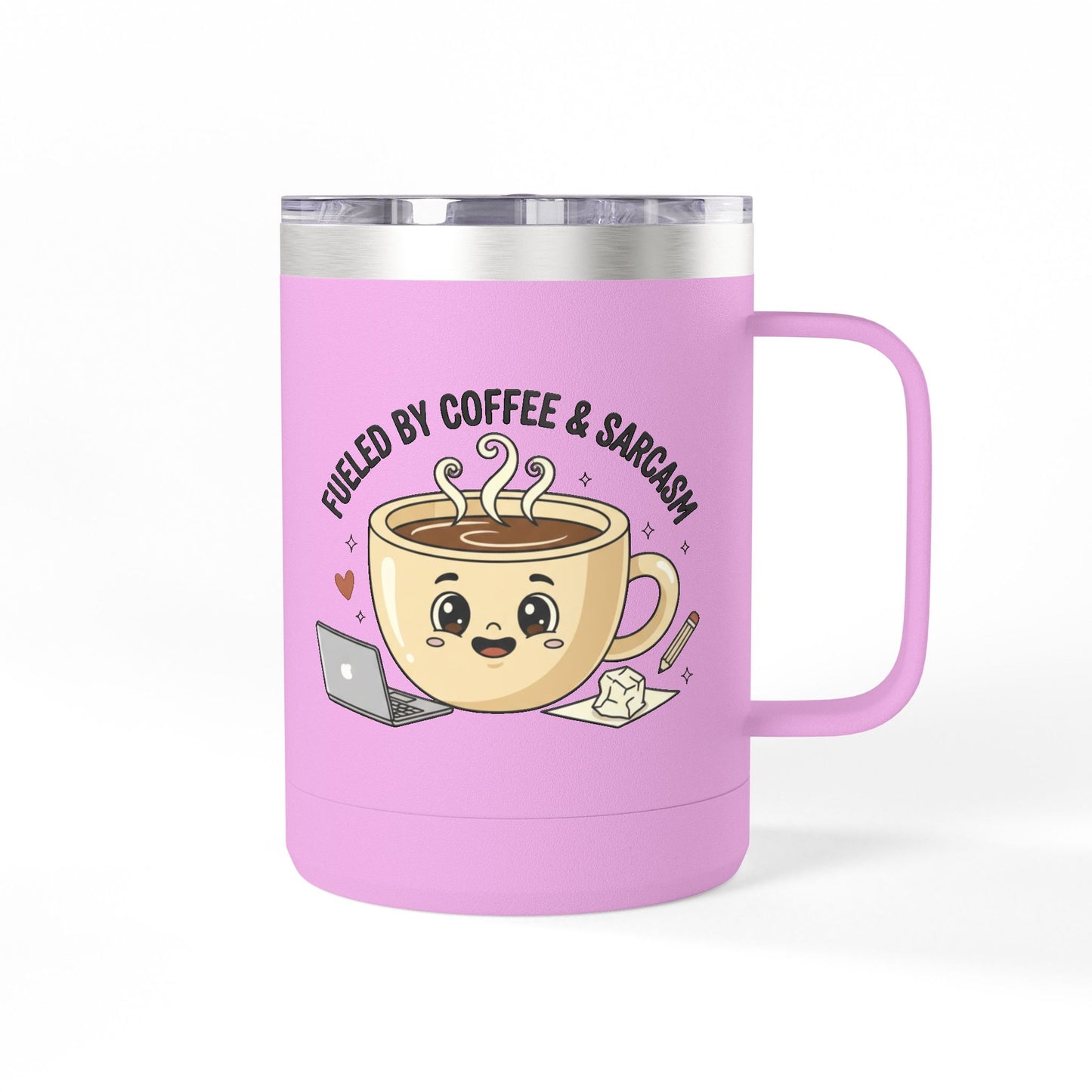 Mug — "Fueled by Coffee & Sarcasm" 15oz Travel Tumbler