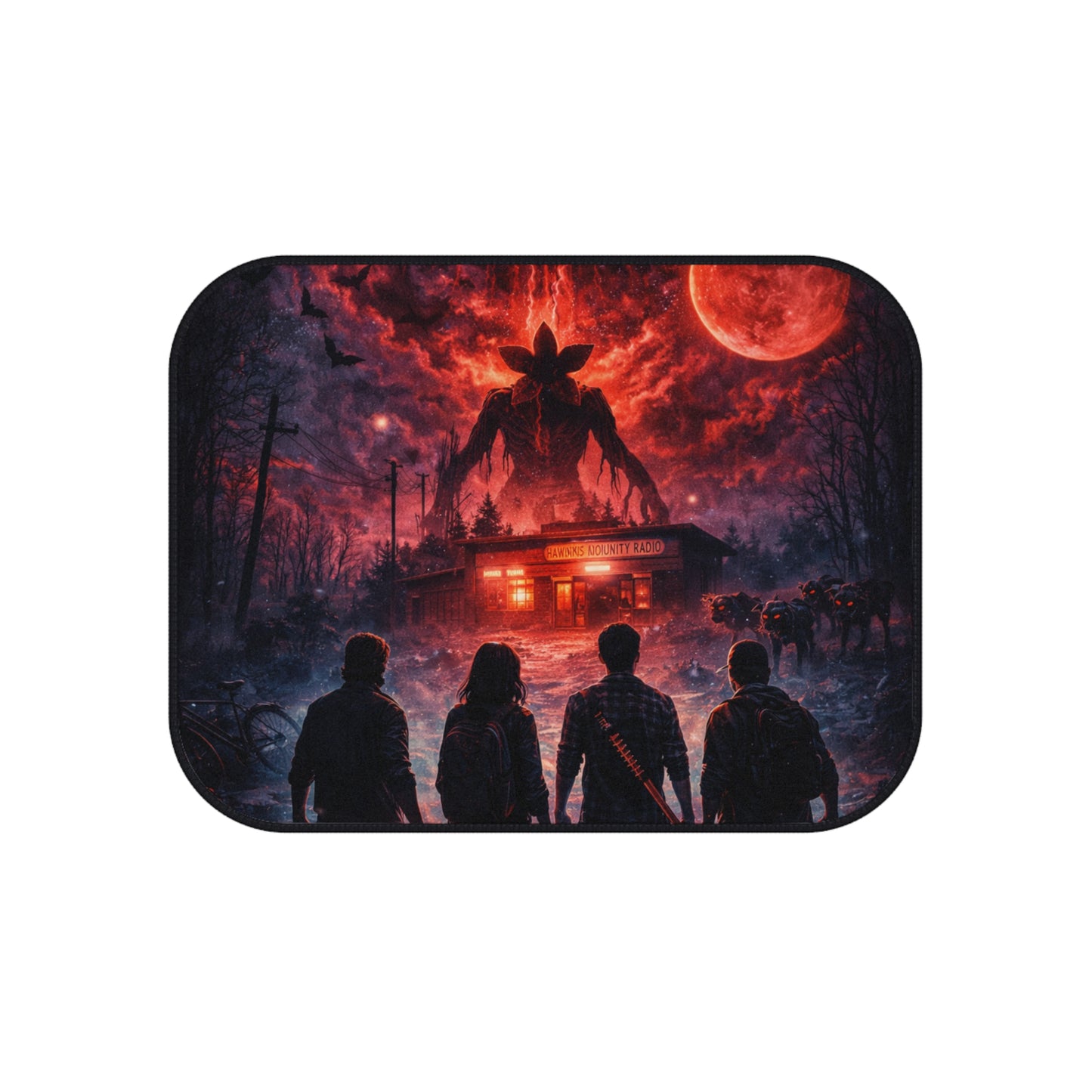 Car Mats — Stranger-Style Red Sky Horror Scene (Set of 4)
