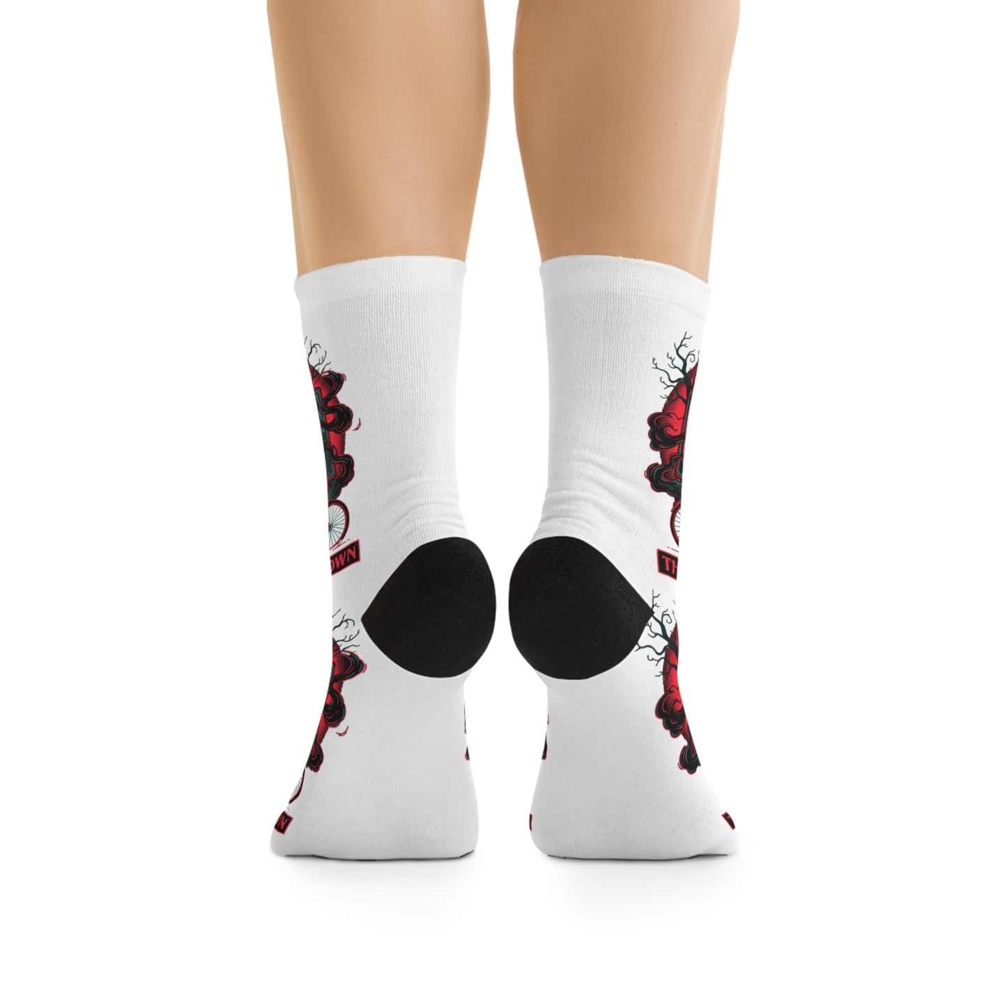 Stranger Things Inspired Recycled Poly Crew Socks — Retro Horror Sci‑Fi Design