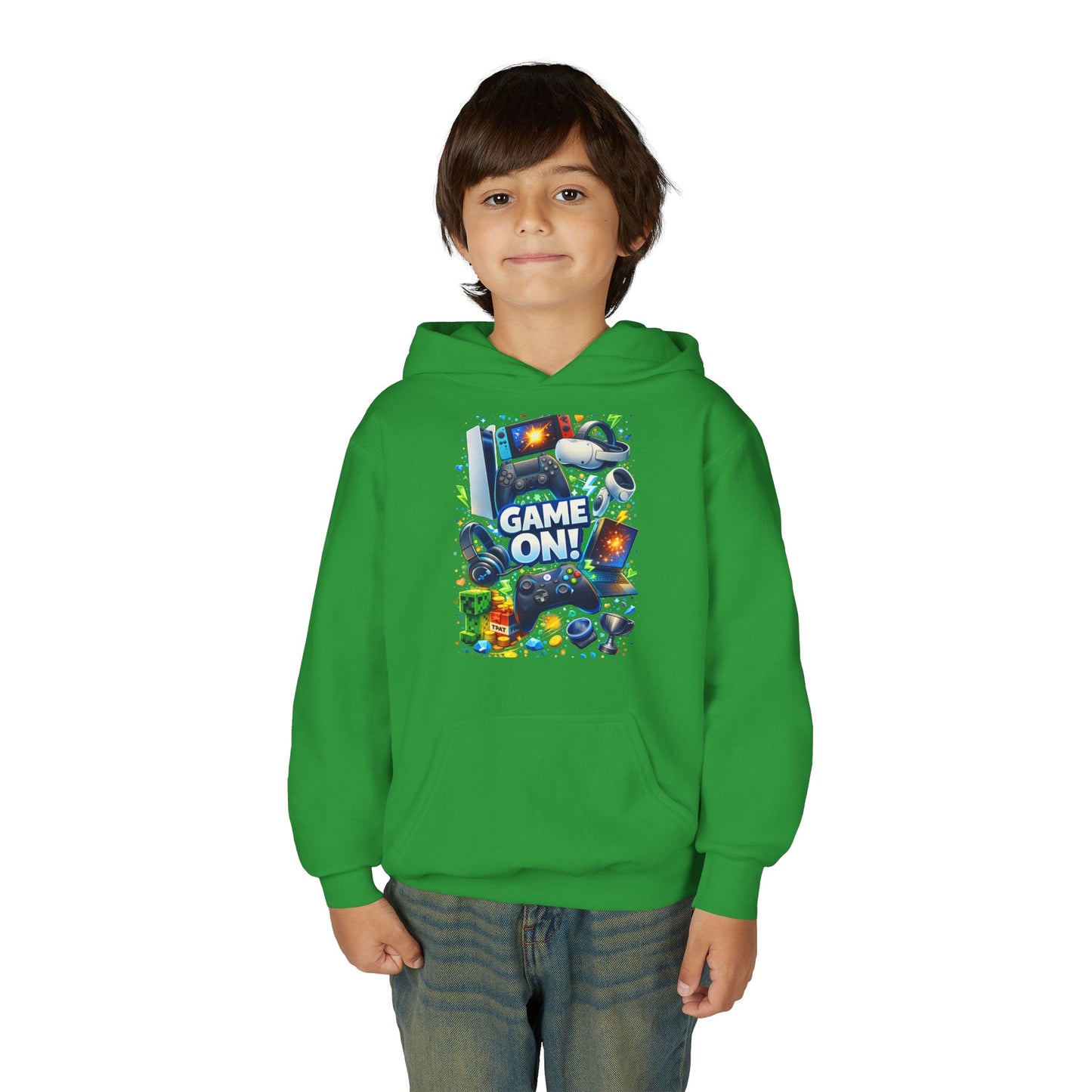 Youth Gaming Hoodie – 'Game On!' Video Game Controller & Console Graphic