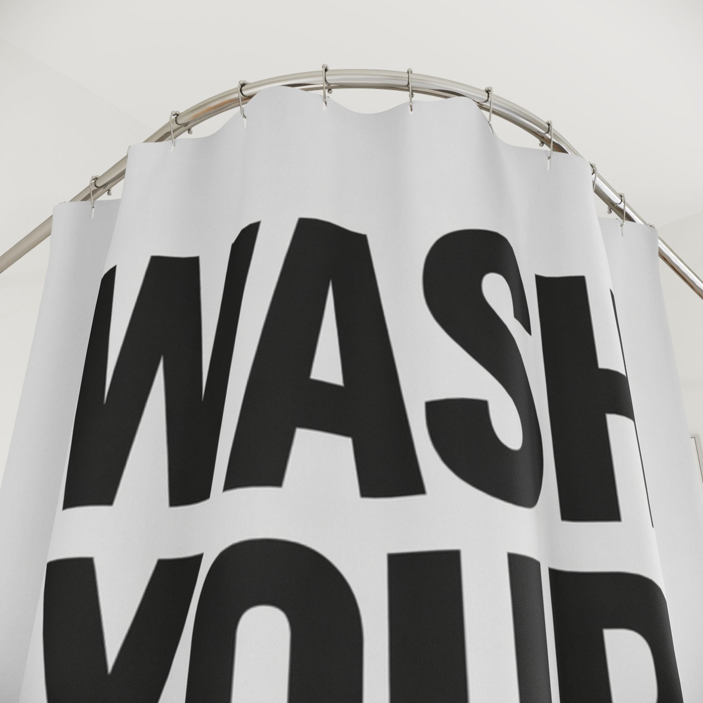 Bold 'WASH YOUR BUTT' Shower Curtain – Funny Bathroom Decor, Humorous Hygiene Reminder