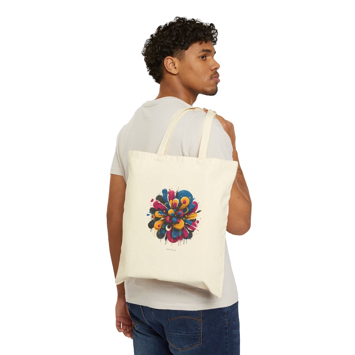 Painterly Abstract Floral Tote | Cotton Canvas, Bold Brushstroke Artsy Graphic