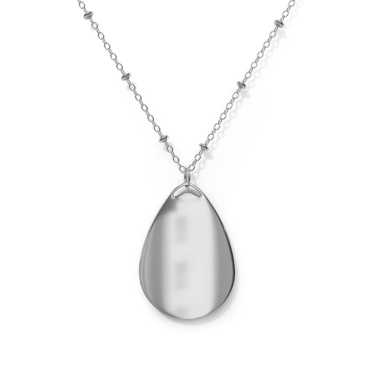 Oval Pendant Necklace — Relaxed Face Emoji Teardrop Locket
